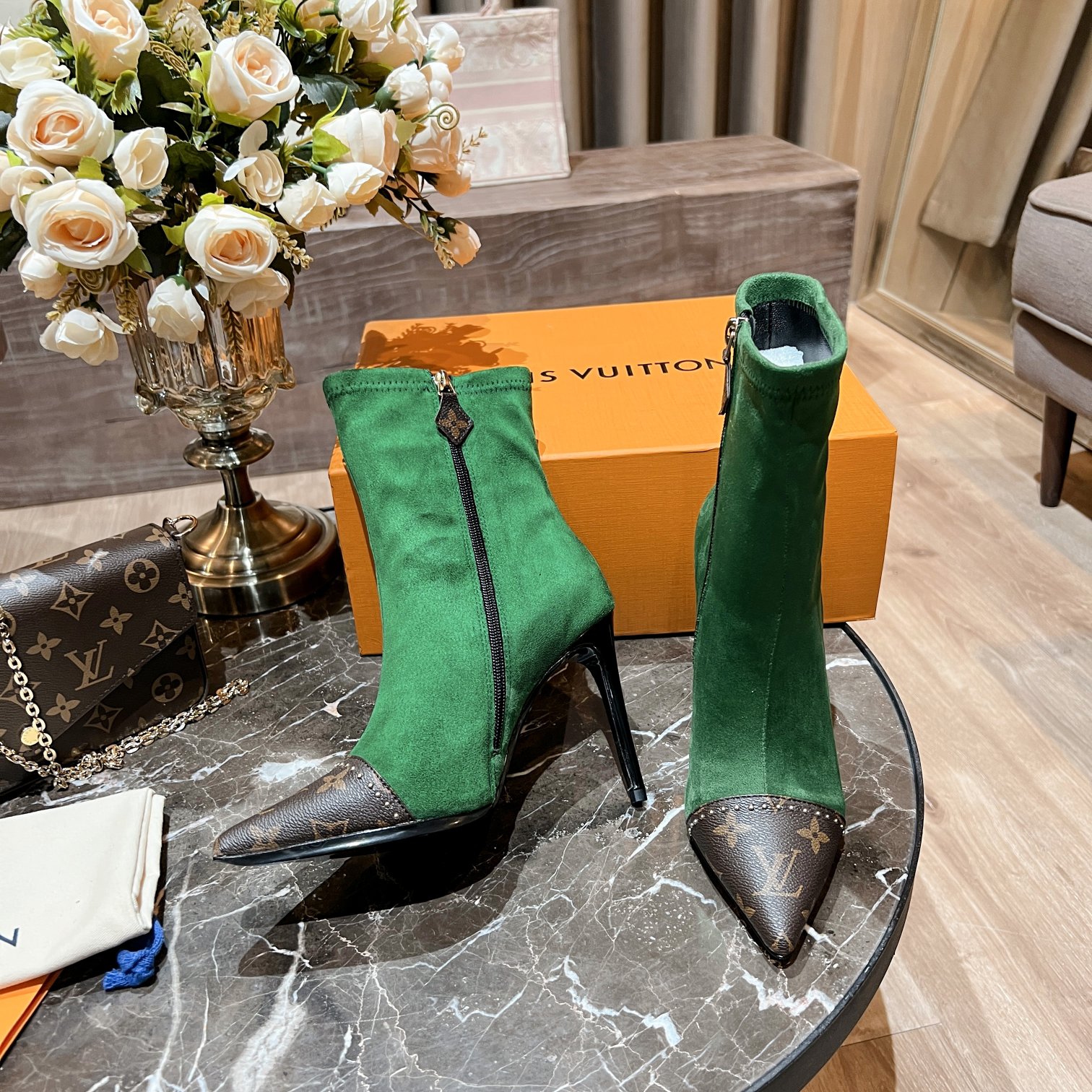 Louis Vuitton Women’s Cherie Ankle Boots Green Women LV