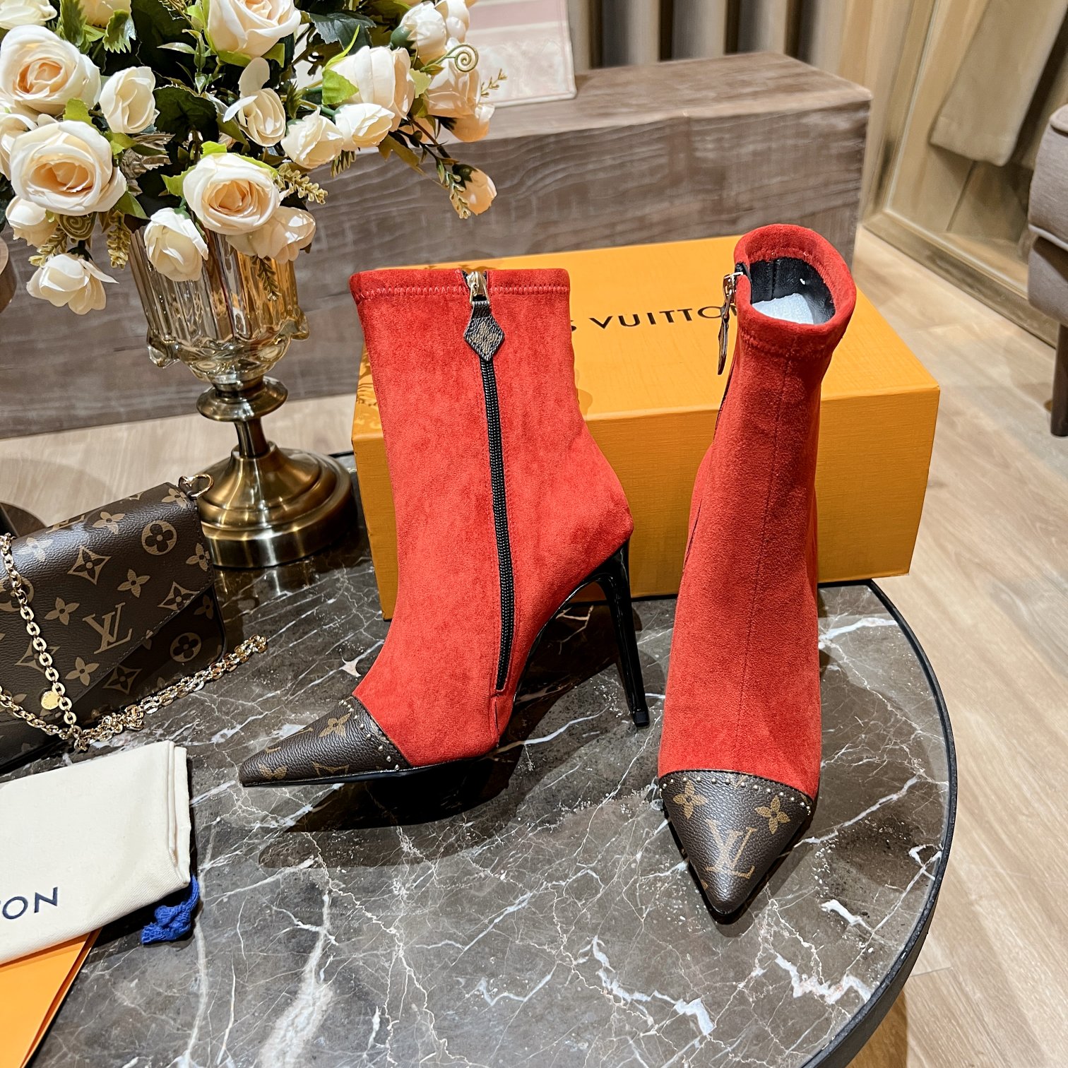 Louis Vuitton Women’s Cherie Ankle Boots Red For Women LV