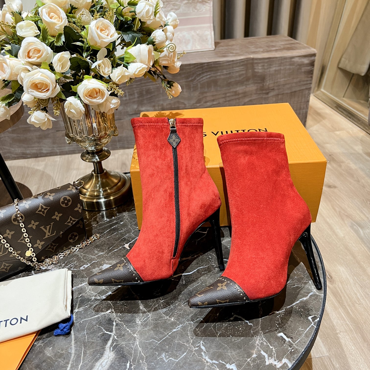 Louis Vuitton Women’s Cherie Ankle Boots Red For Women LV