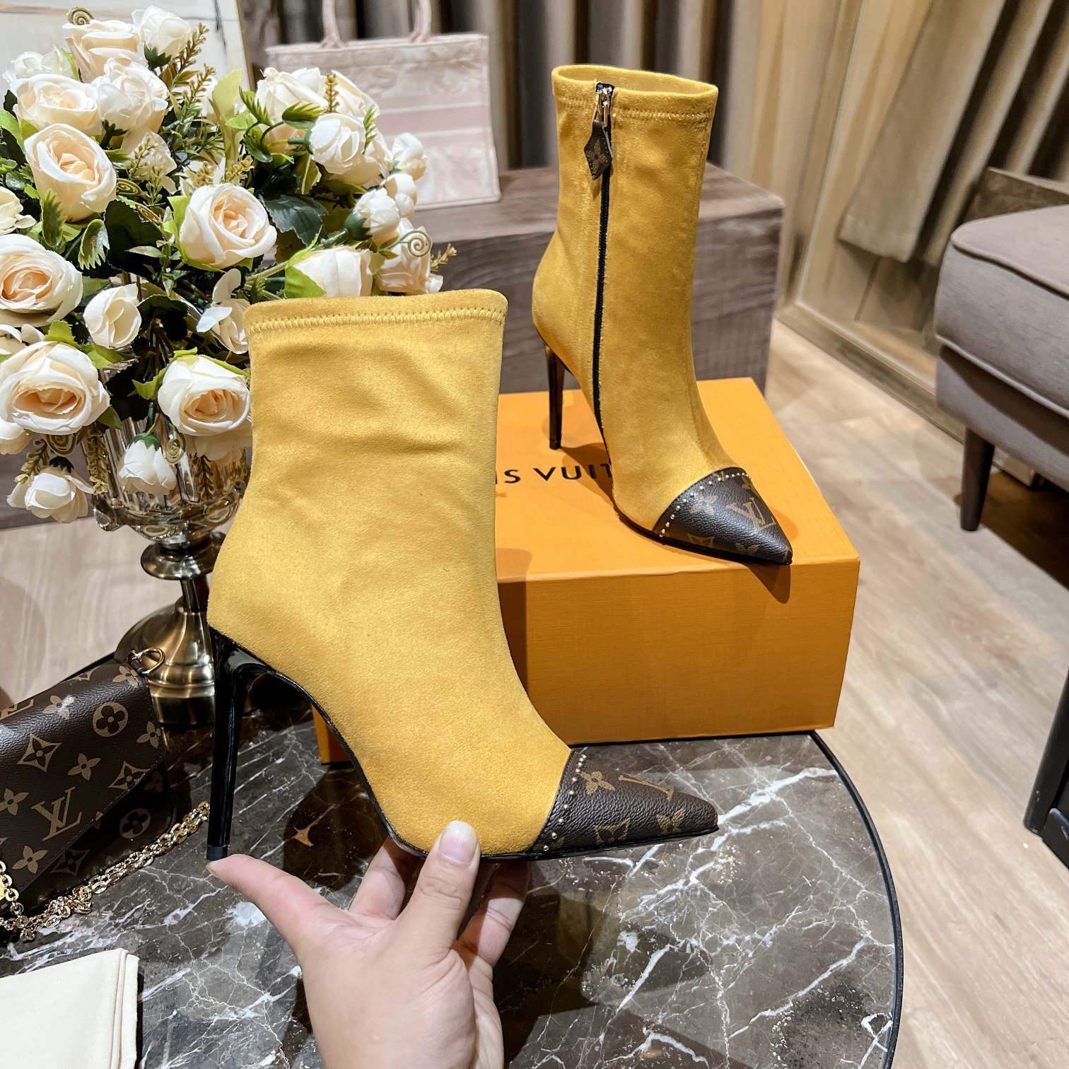 Louis Vuitton Women’s Cherie Ankle Boots Yellow Women LV