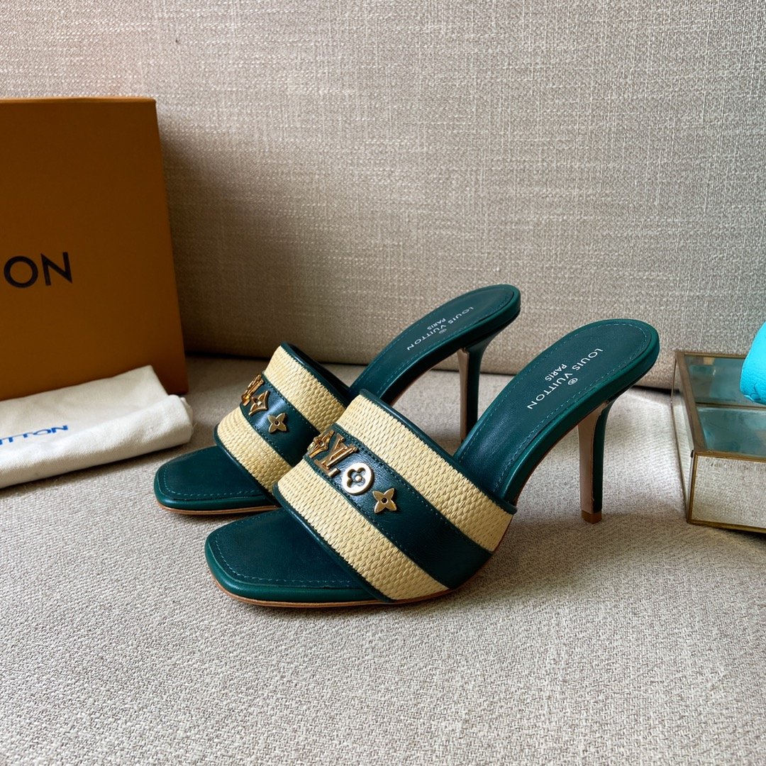 Louis Vuitton Women’s Lock It Mule Green For Women LV 3.7in/9.5cm