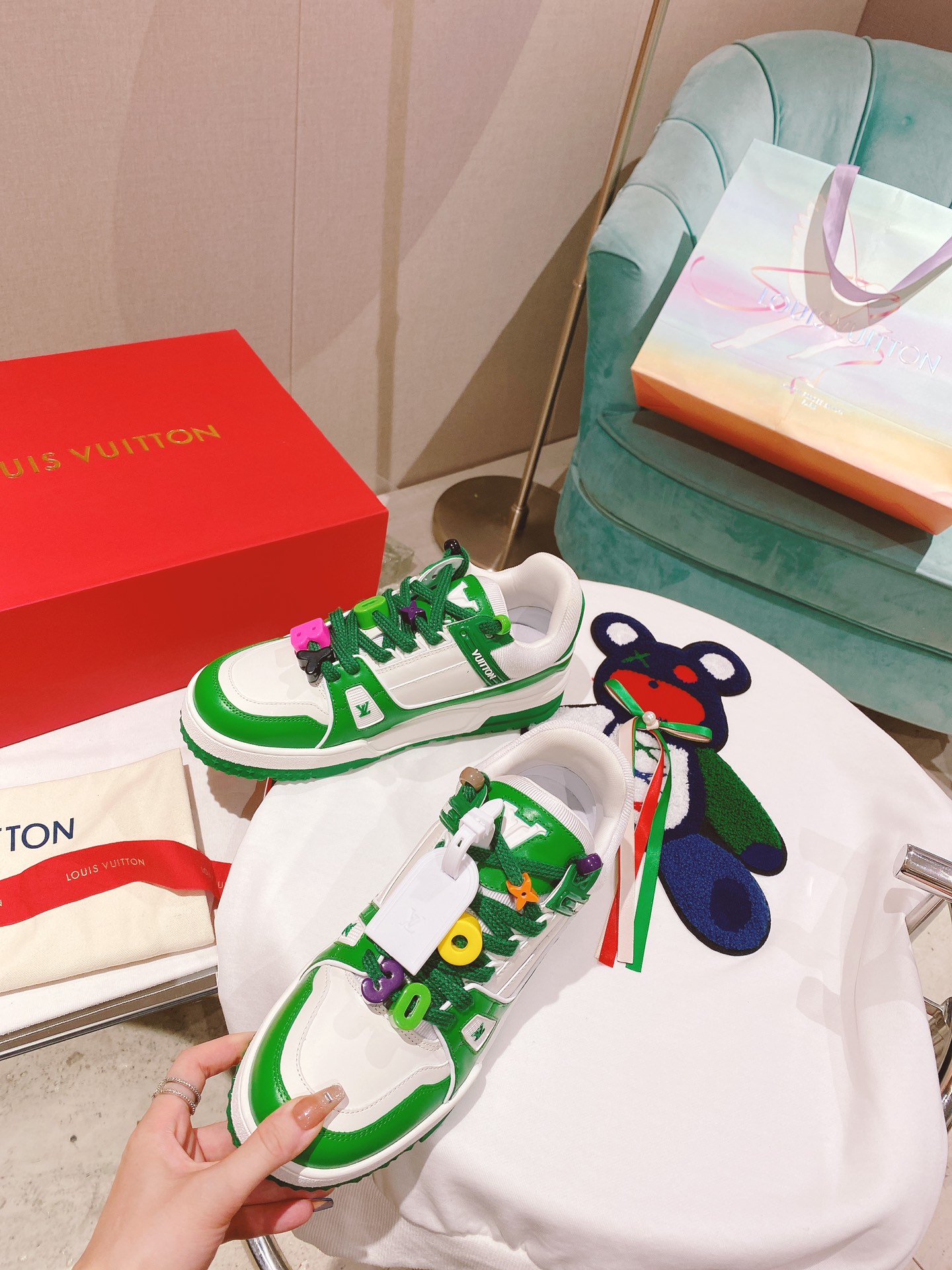 Louis Vuitton Women’s LV Trainer Sneaker Green For Women LV