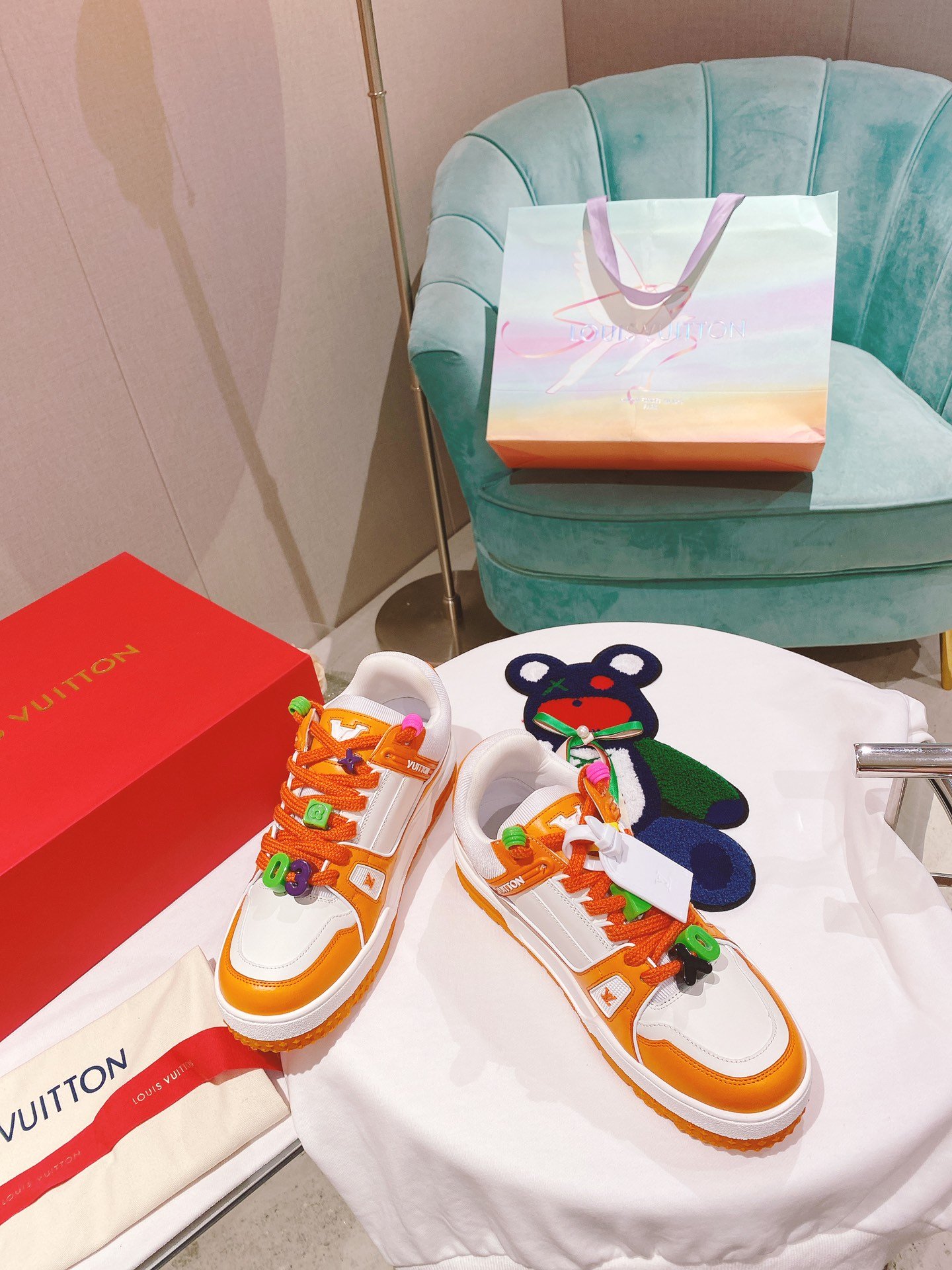 Louis Vuitton Women’s LV Trainer Sneaker Orange For Women LV