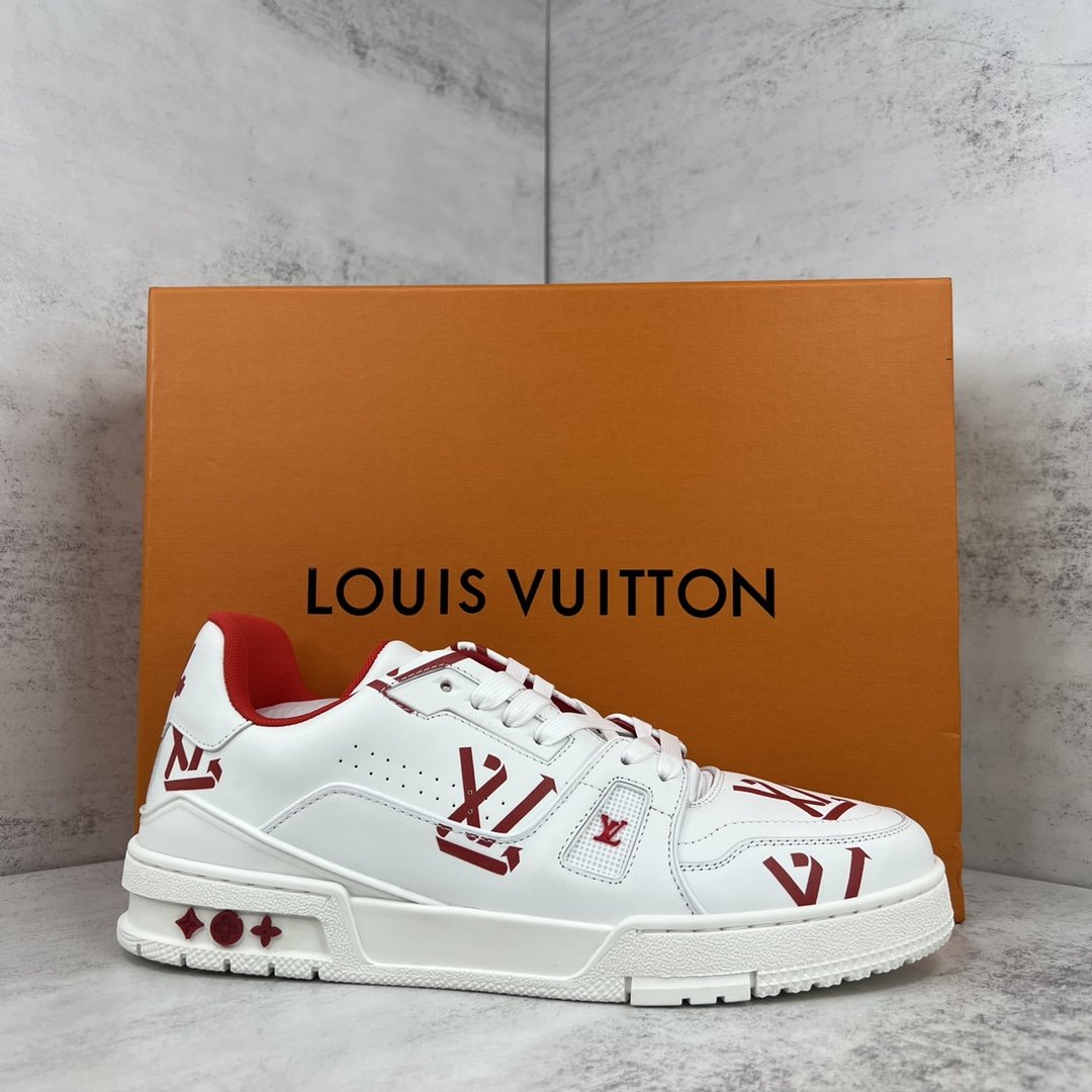 Louis Vuitton Women’s LV Trainer Sneaker Red For Women LV