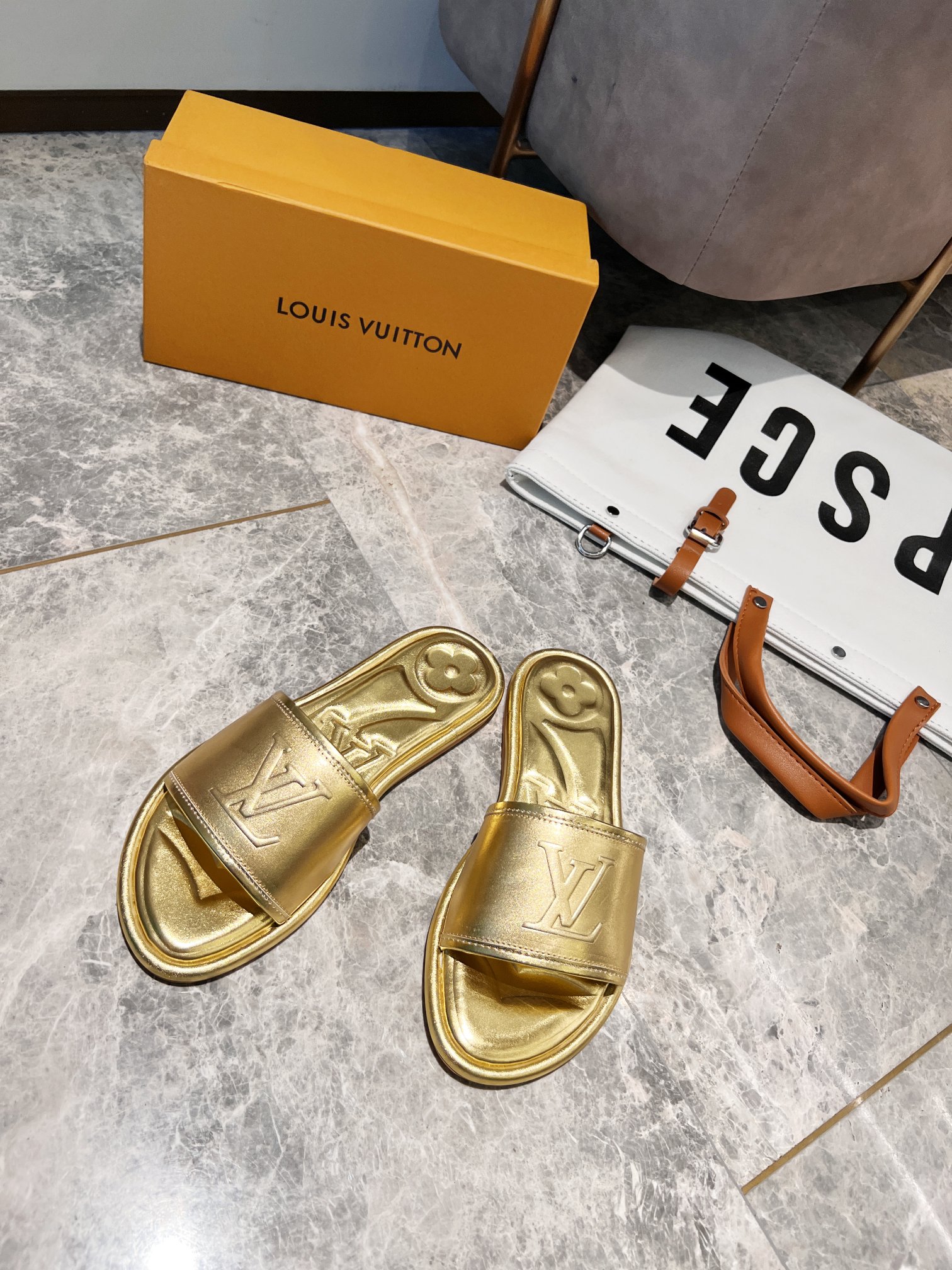 Louis Vuitton Women’s Magnetic Flat Mule Gold For Women LV