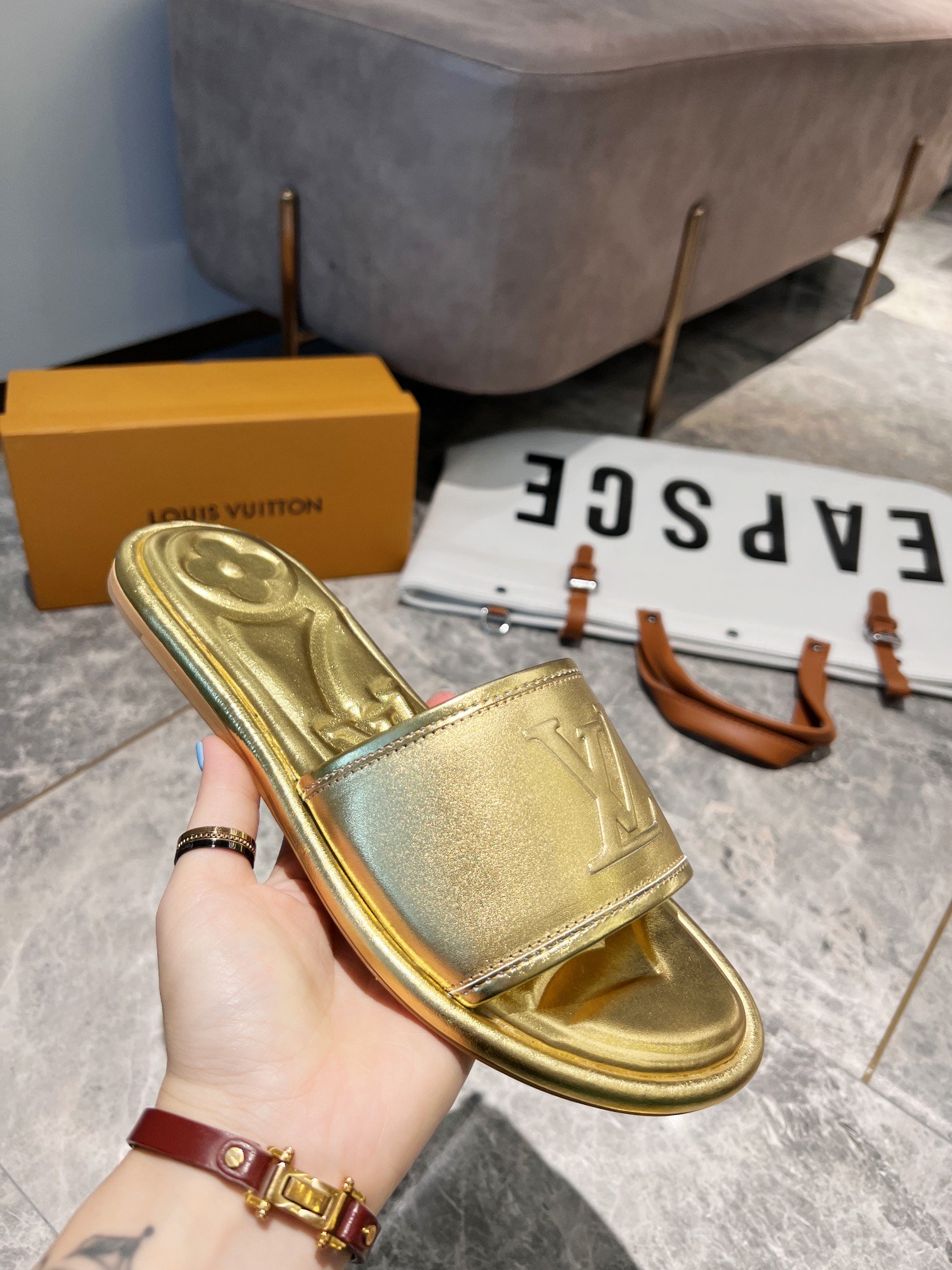 Louis Vuitton Women’s Magnetic Flat Mule Gold For Women LV
