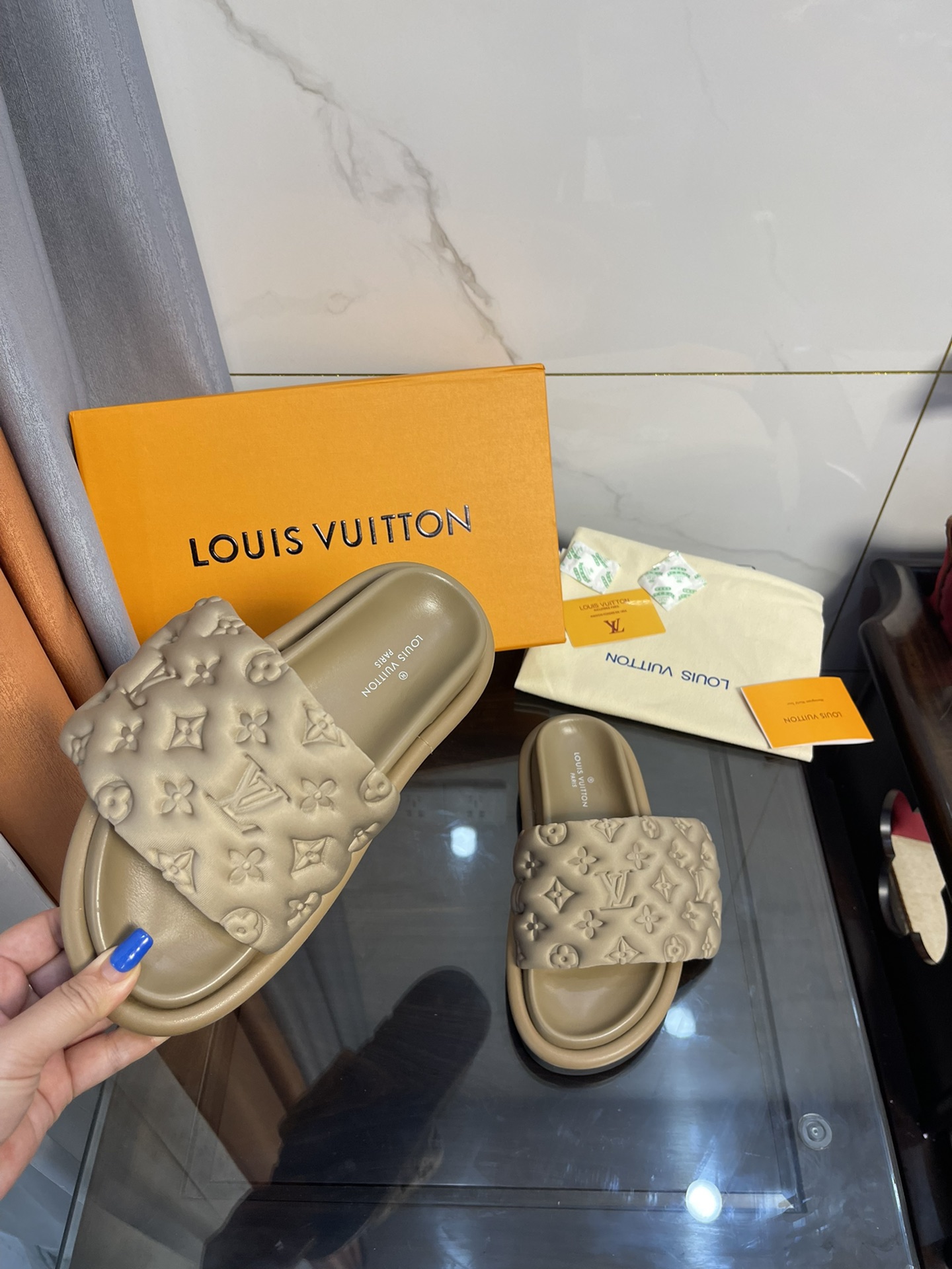 Louis Vuitton Women’s Pool Pillow Comfort Flat Mule Brown For Women LV