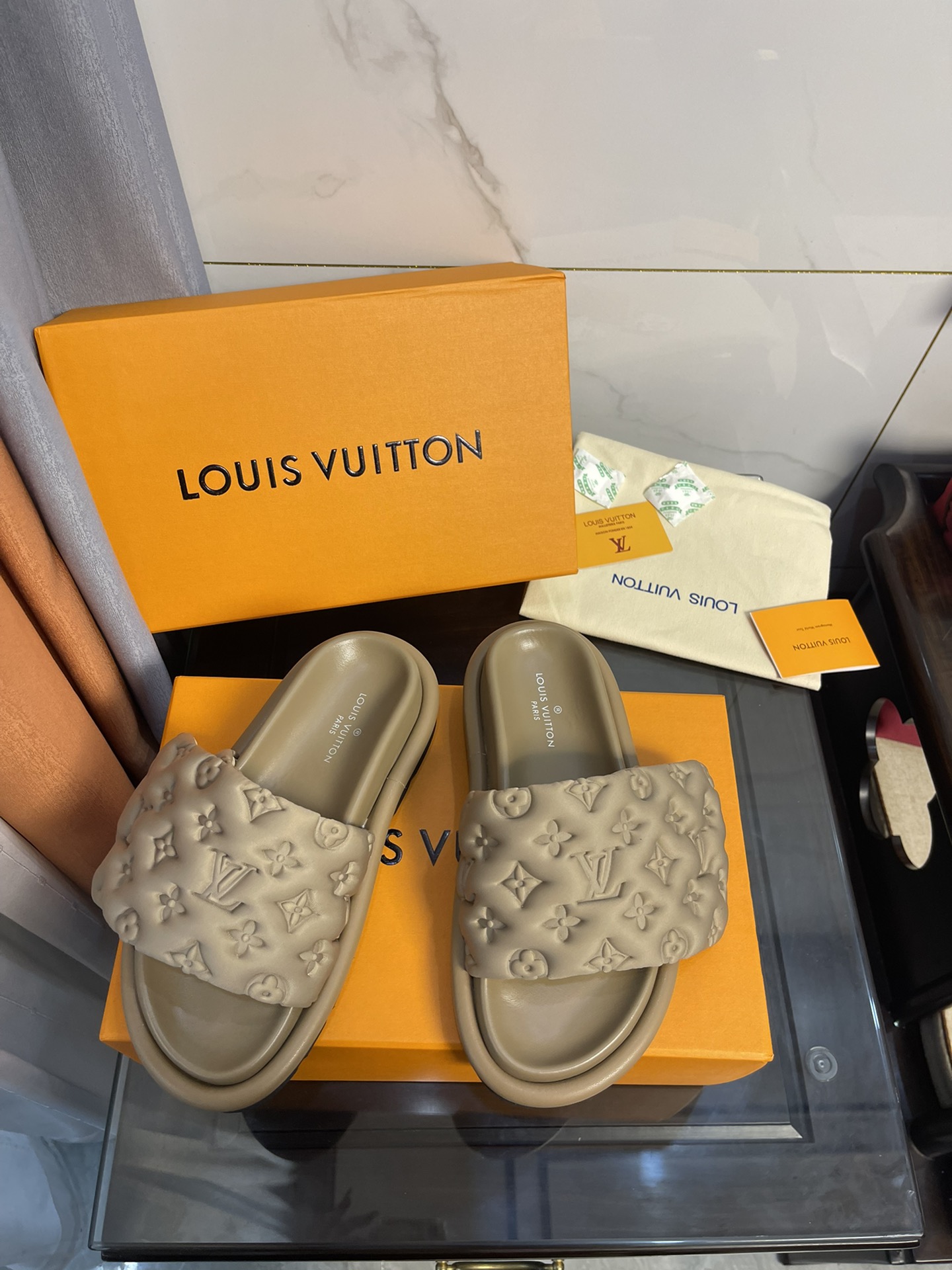 Louis Vuitton Women’s Pool Pillow Comfort Flat Mule Brown For Women LV