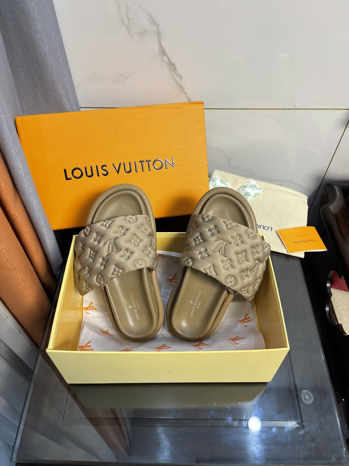 Louis Vuitton Women’s Pool Pillow Comfort Flat Mule Brown For Women LV