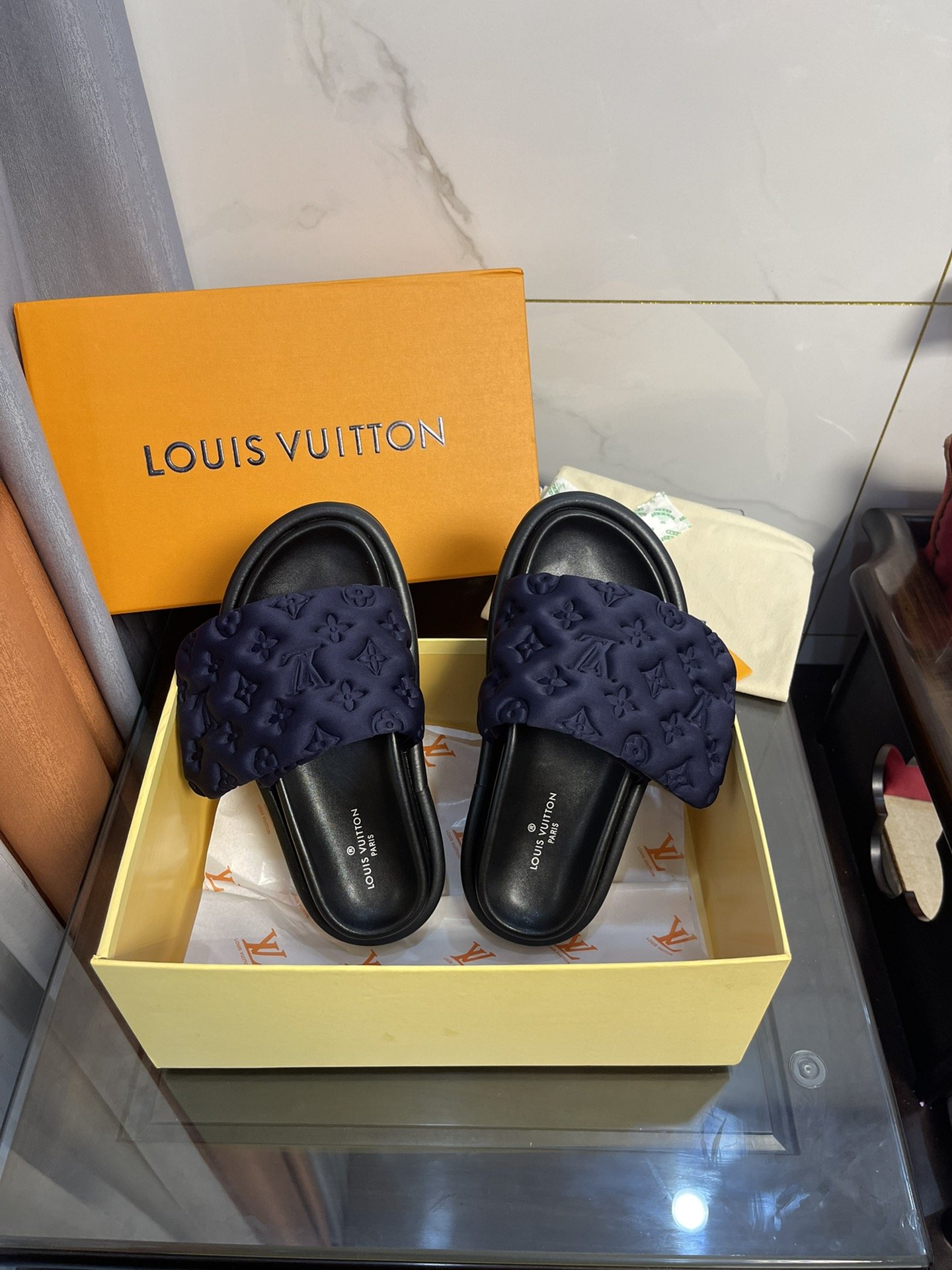 Louis Vuitton Women’s Pool Pillow Comfort Mule Dark Blue For Women LV