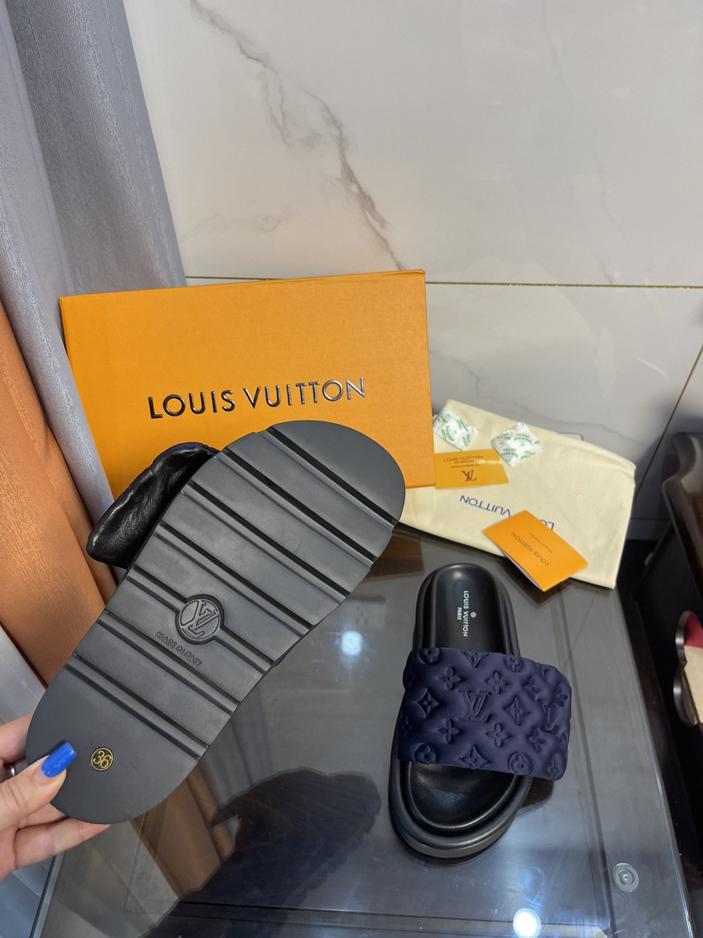 Louis Vuitton Women’s Pool Pillow Comfort Mule Dark Blue For Women LV