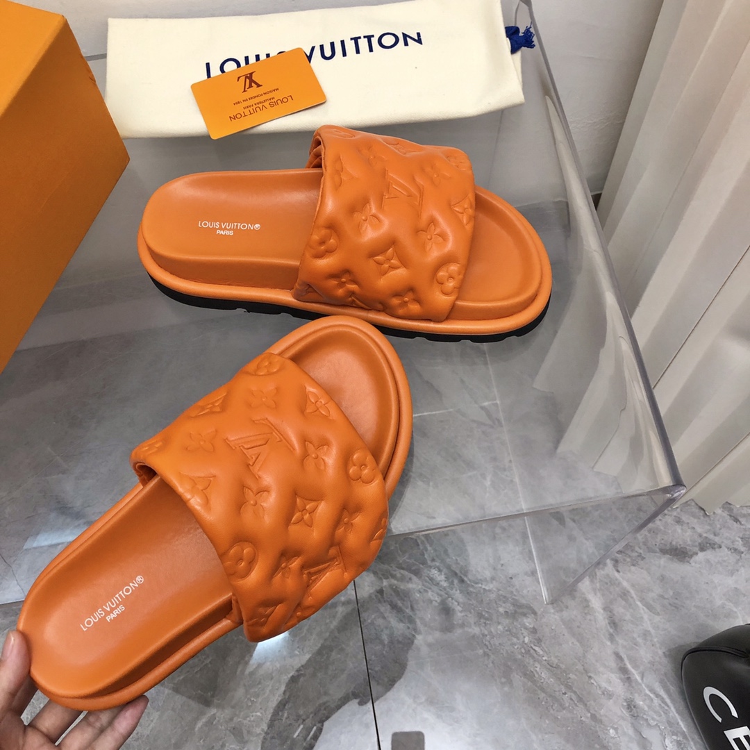Louis Vuitton Women’s Pool Pillow Flat Comfort Mule Orange For Women LV