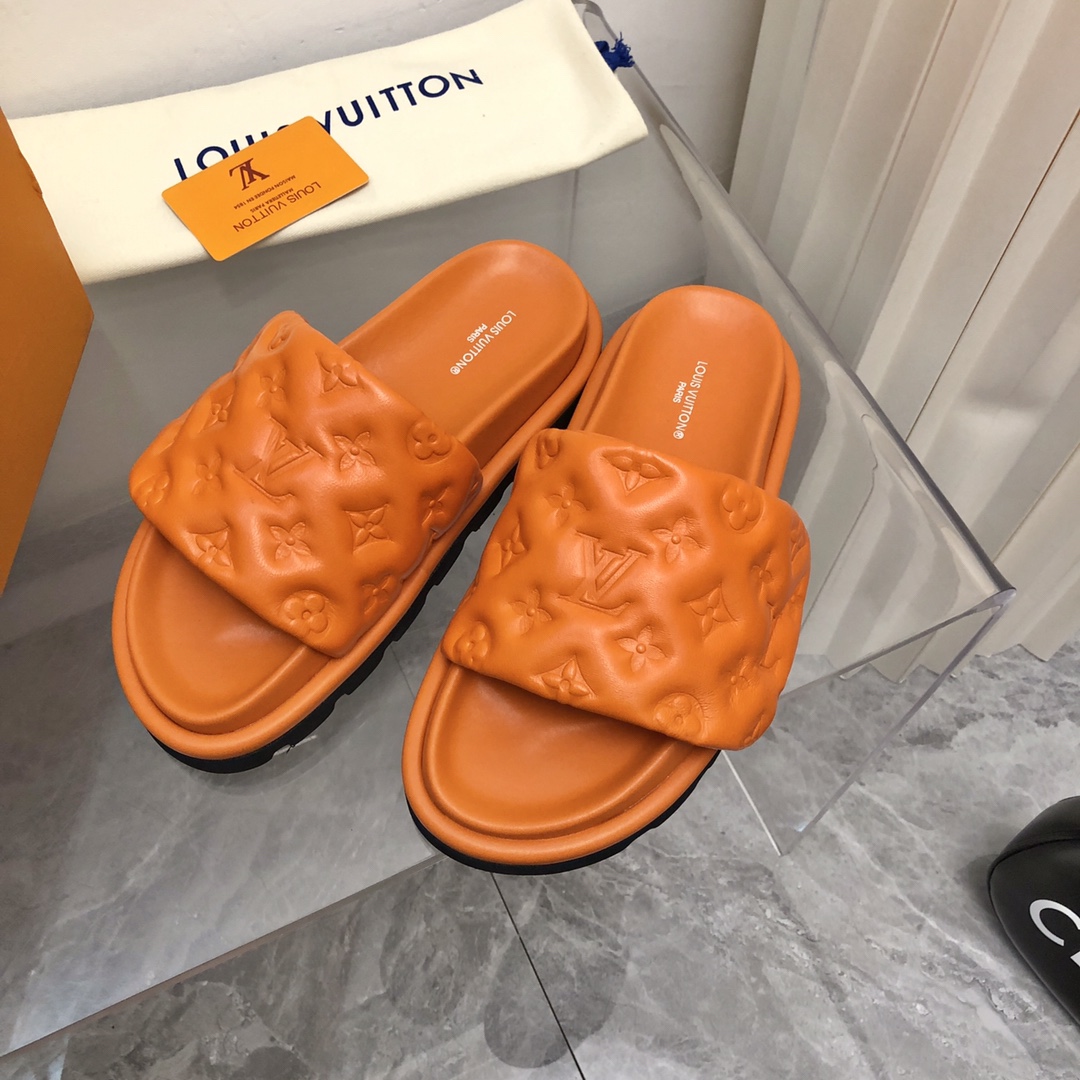 Louis Vuitton Women’s Pool Pillow Flat Comfort Mule Orange For Women LV
