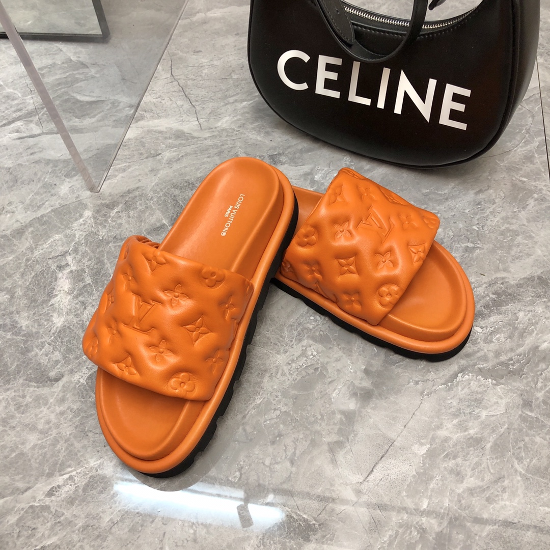 Louis Vuitton Women’s Pool Pillow Flat Comfort Mule Orange For Women LV