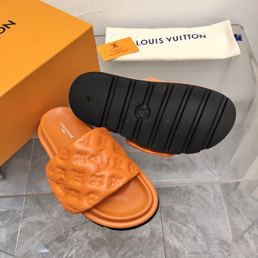 Louis Vuitton Women’s Pool Pillow Flat Comfort Mule Orange For Women LV