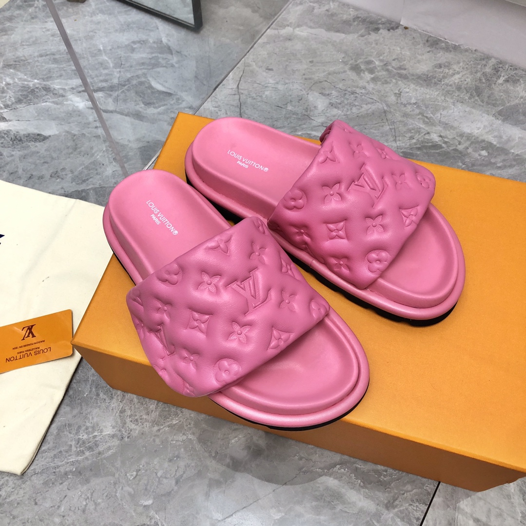 Louis Vuitton Women’s Pool Pillow Flat Comfort Mule Pink For Women LV