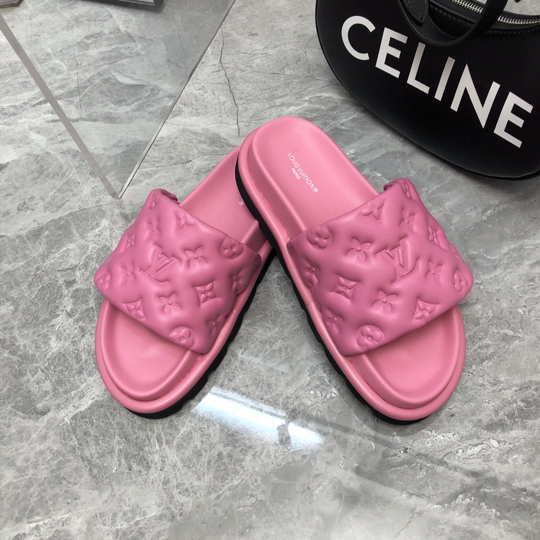 Louis Vuitton Women’s Pool Pillow Flat Comfort Mule Pink For Women LV