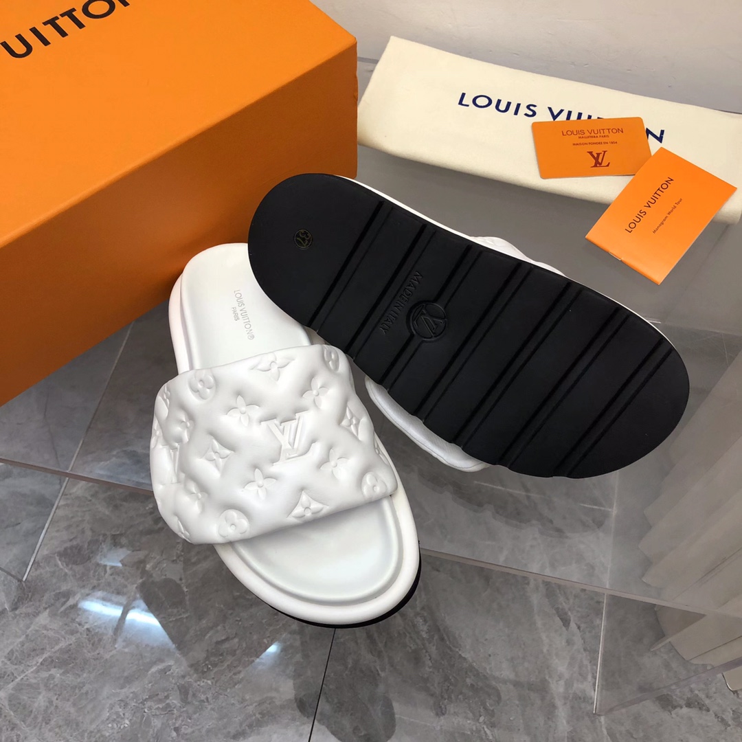 Louis Vuitton Women’s Pool Pillow Flat Comfort Mule White For Women LV 1AABKV