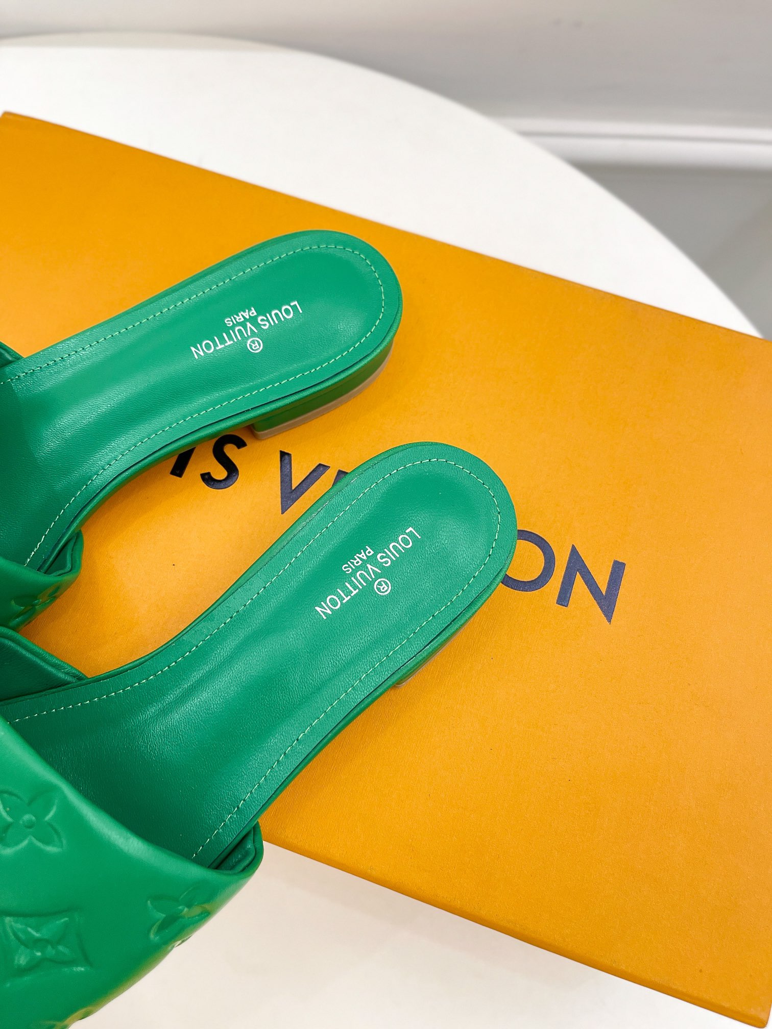 Louis Vuitton Women’s Revival Flat Mule Green For Women LV 1A9P5L