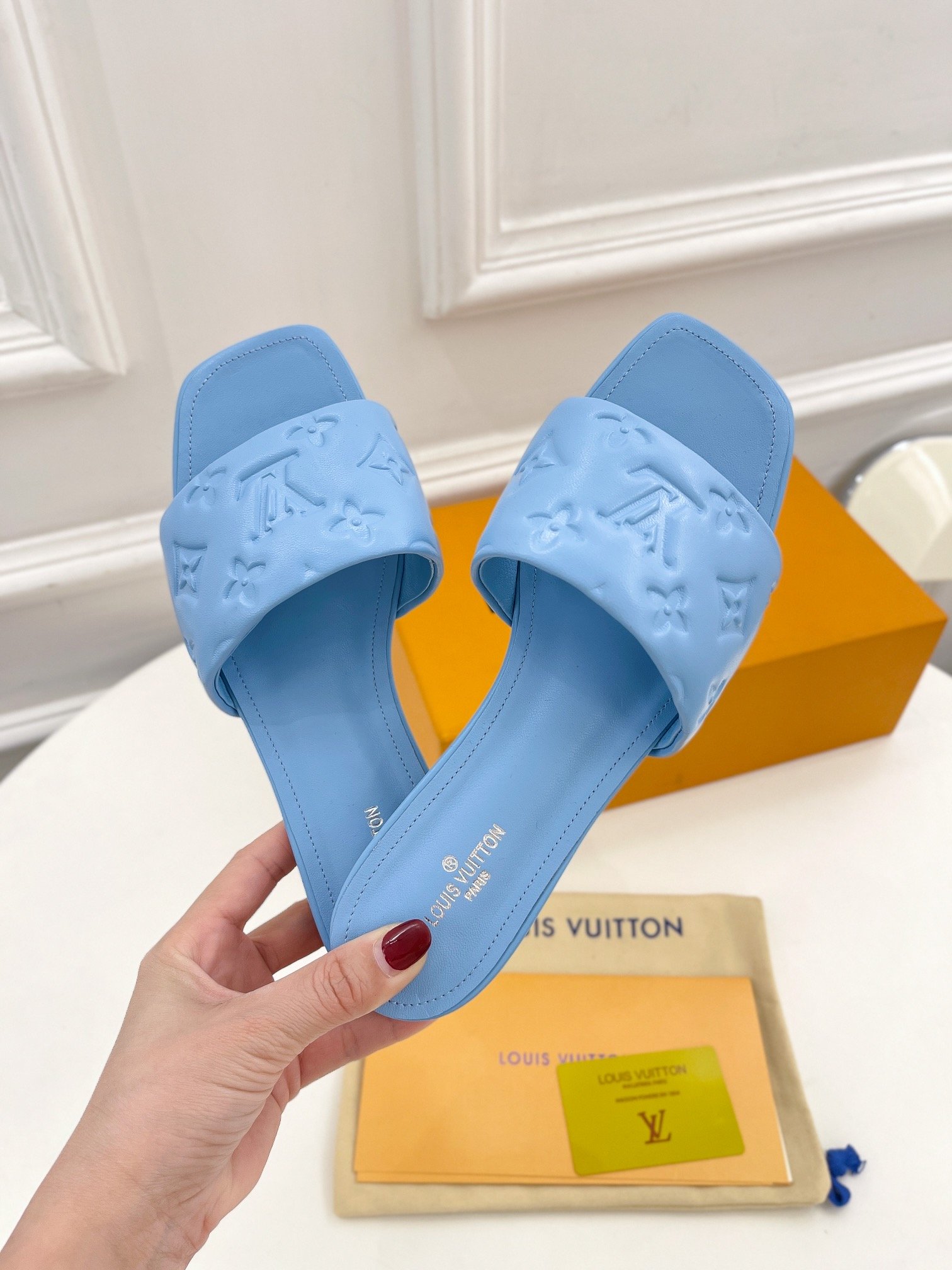 Louis Vuitton Women’s Revival Flat Mule Light Blue For Women LV 1A9P7D