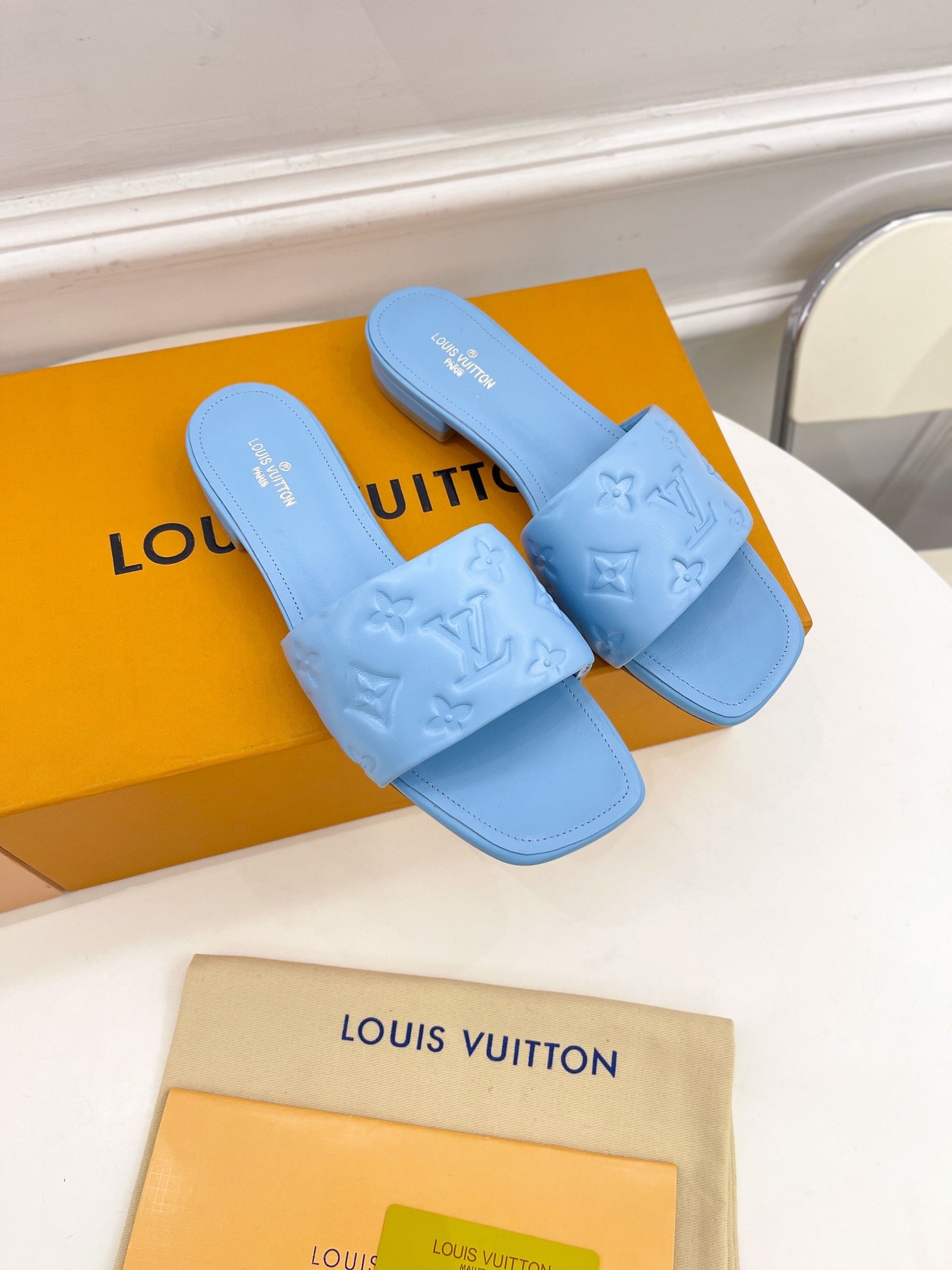 Louis Vuitton Women’s Revival Flat Mule Light Blue For Women LV 1A9P7D
