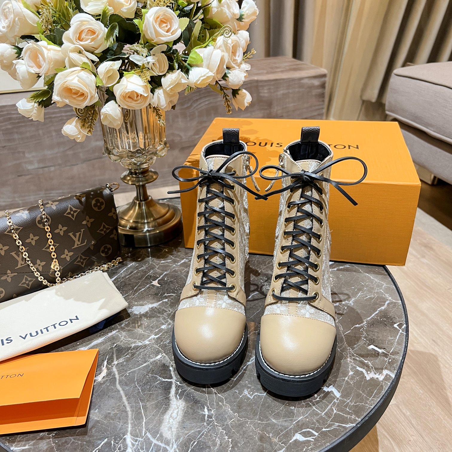 Louis Vuitton Women’s Star Trail Ankle Boot Beige For Women LV
