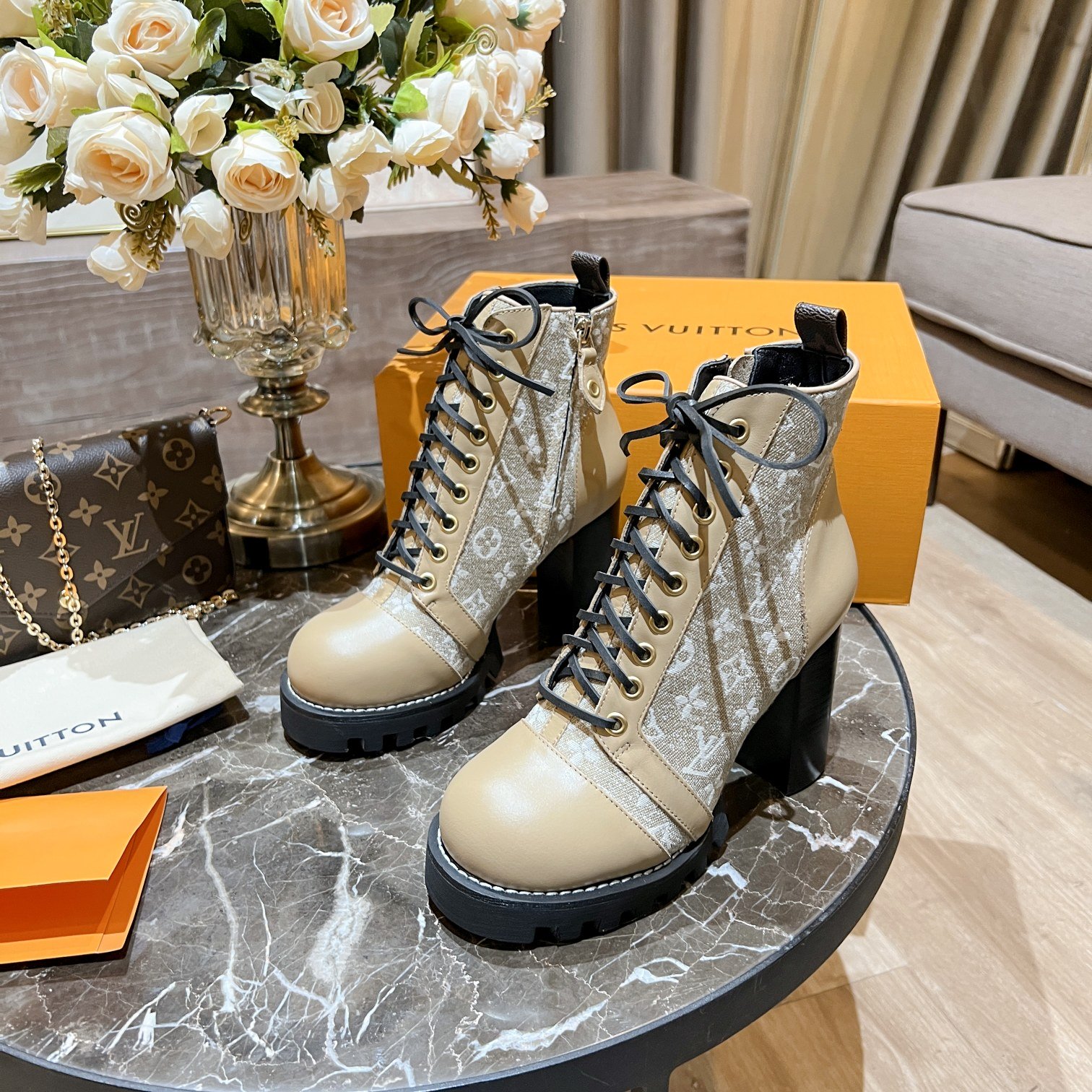 Louis Vuitton Women’s Star Trail Ankle Boot Beige For Women LV