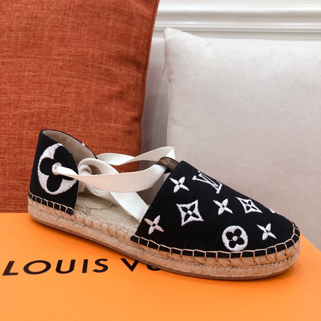 Louis Vuitton Women’s Starboard Flat Espadrille Black For Women LV