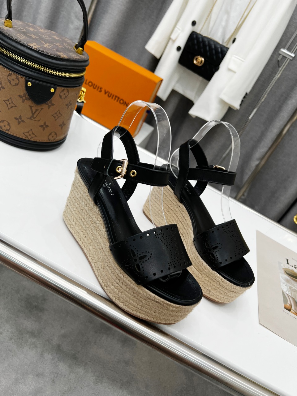 Louis Vuitton Women’s Starboard Wedge Sandal Black For Women LV