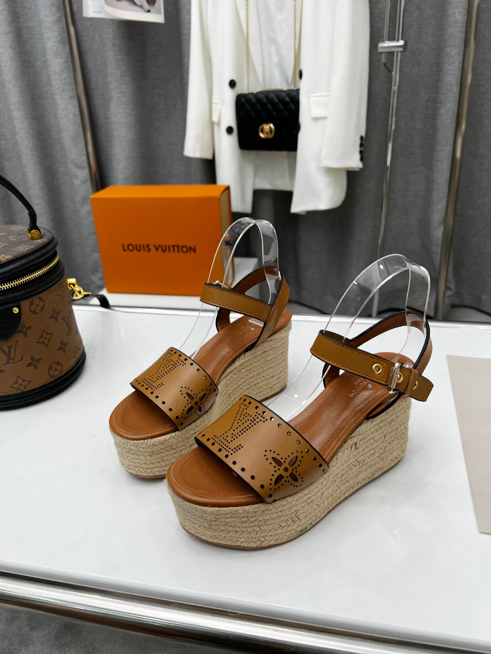 Louis Vuitton Women’s Starboard Wedge Sandal Brown For Women LV 1A9PLN