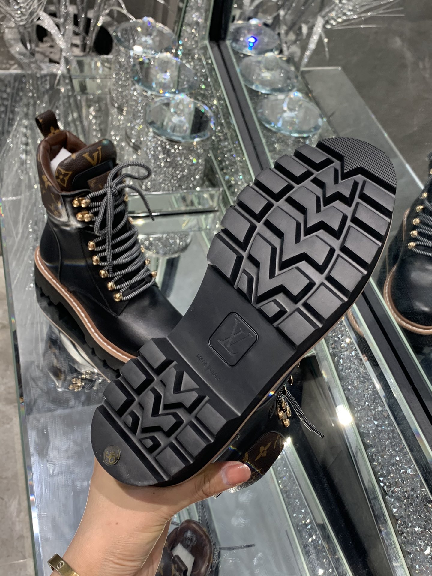 Louis Vuitton Women’s Territory Flat Military Boot Black For Women LV 1A958N