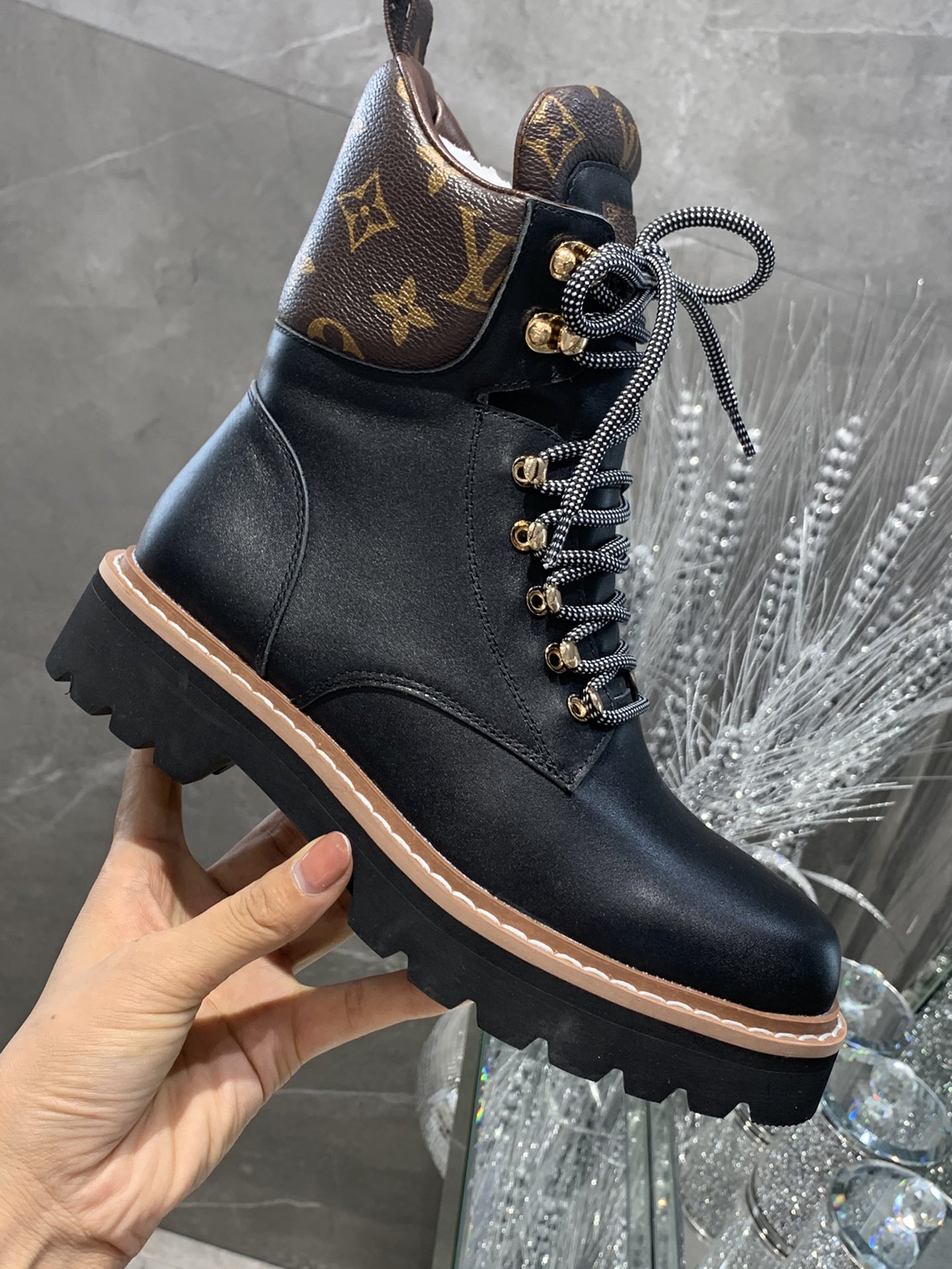 Louis Vuitton Women’s Territory Flat Military Boot Black For Women LV 1A958N