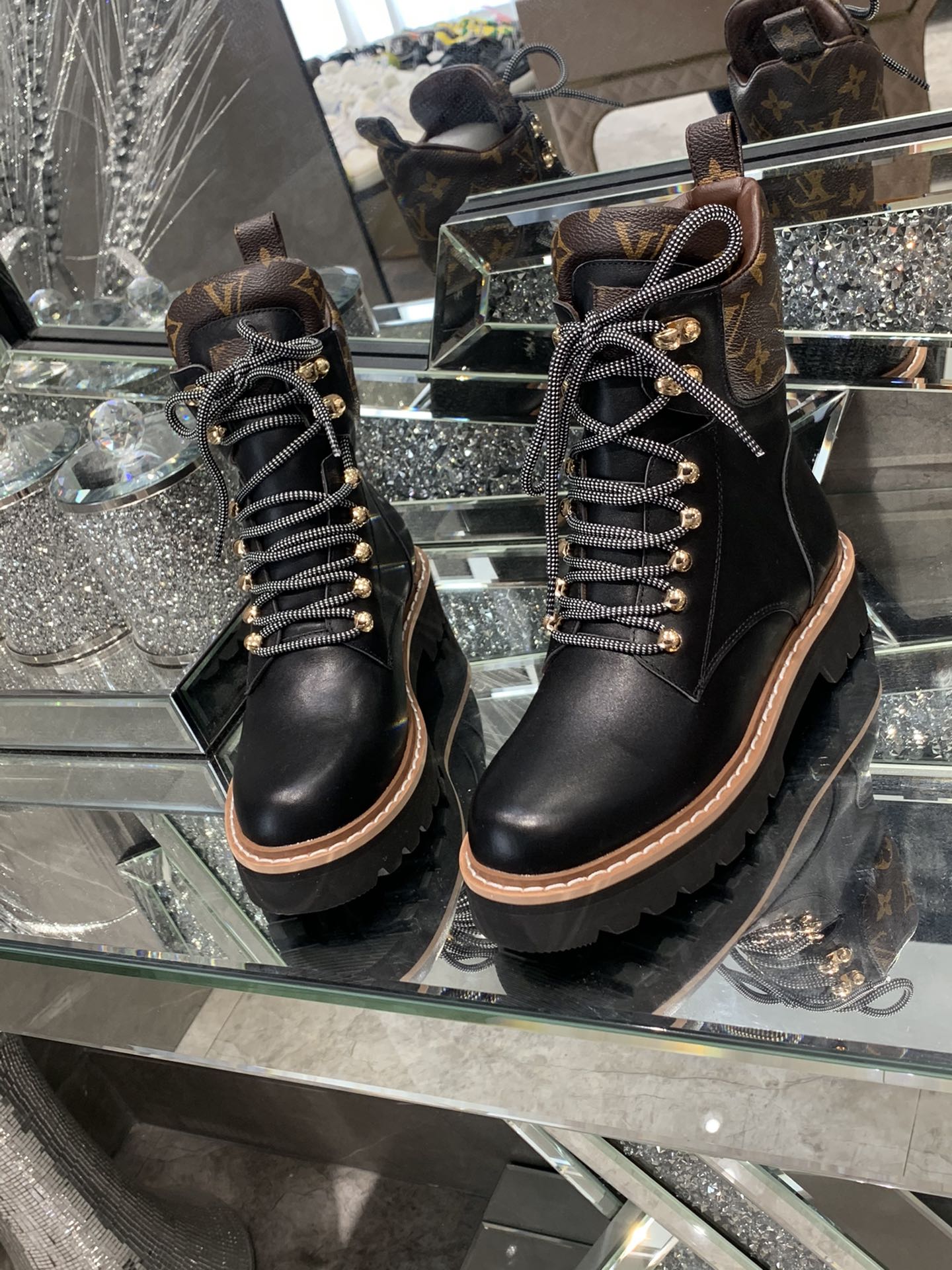 Louis Vuitton Women’s Territory Flat Military Boot Black For Women LV 1A958N