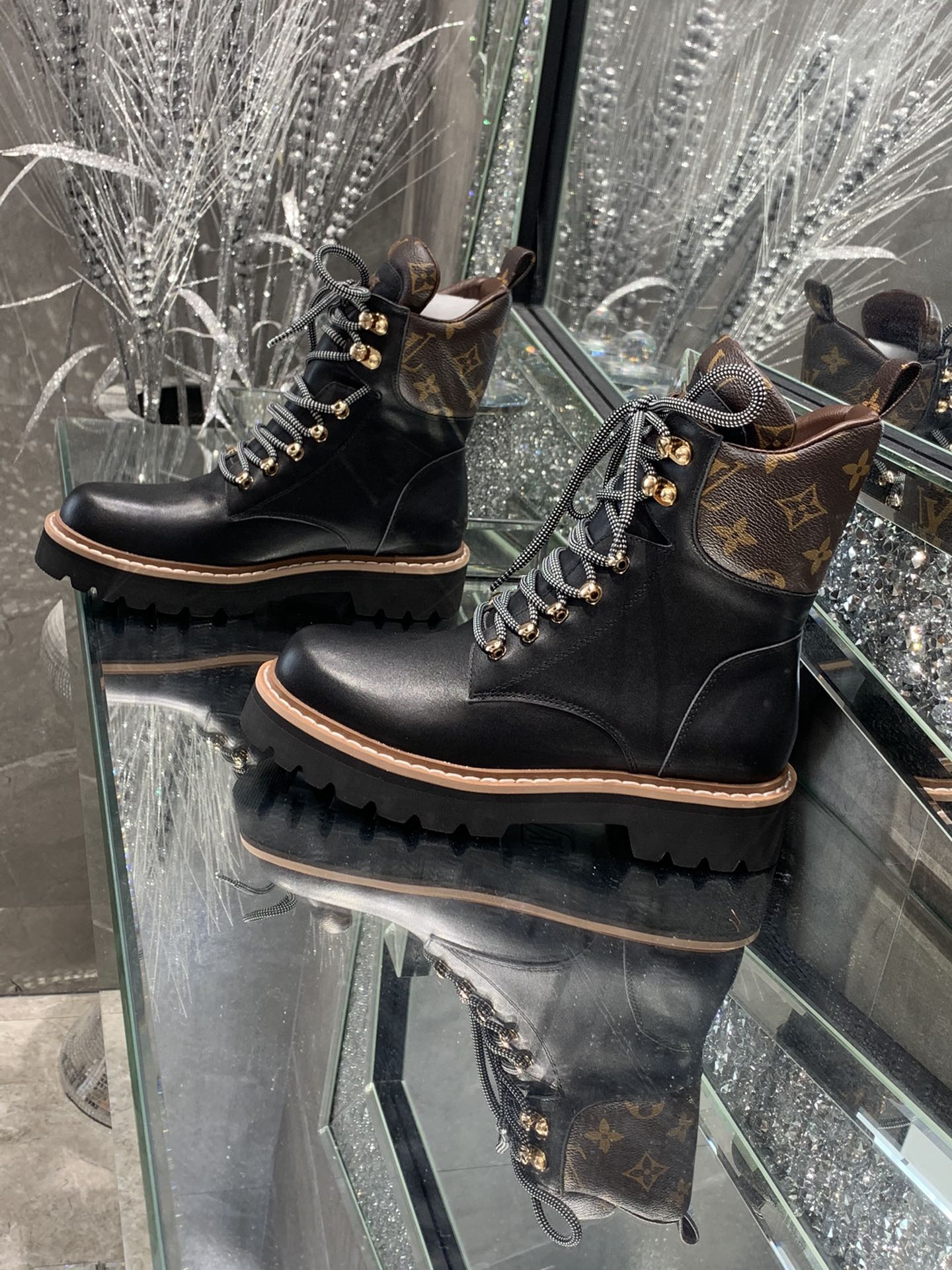 Louis Vuitton Women’s Territory Flat Military Boot Black For Women LV 1A958N