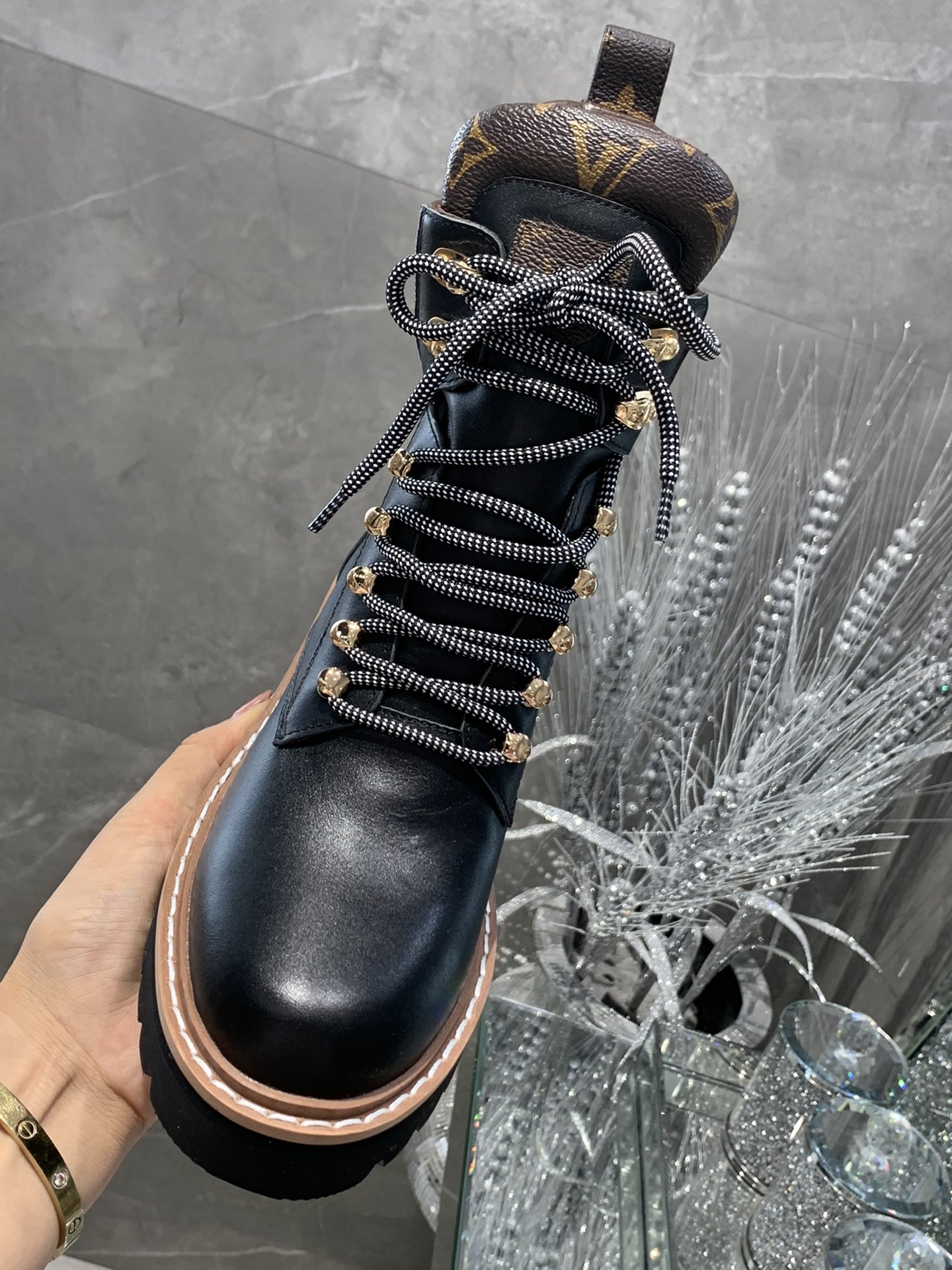 Louis Vuitton Women’s Territory Flat Military Boot Black For Women LV 1A958N