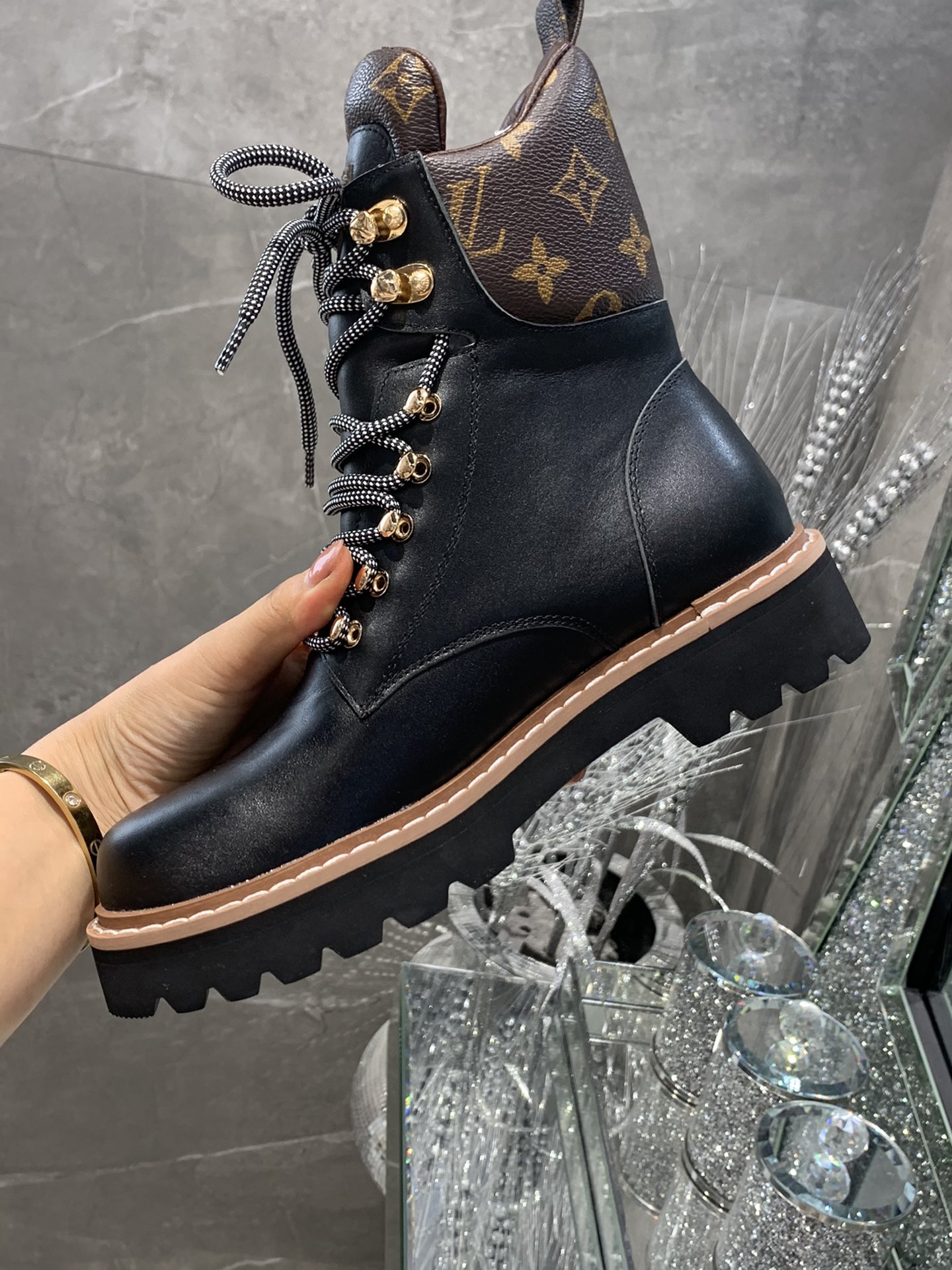 Louis Vuitton Women’s Territory Flat Military Boot Black For Women LV 1A958N