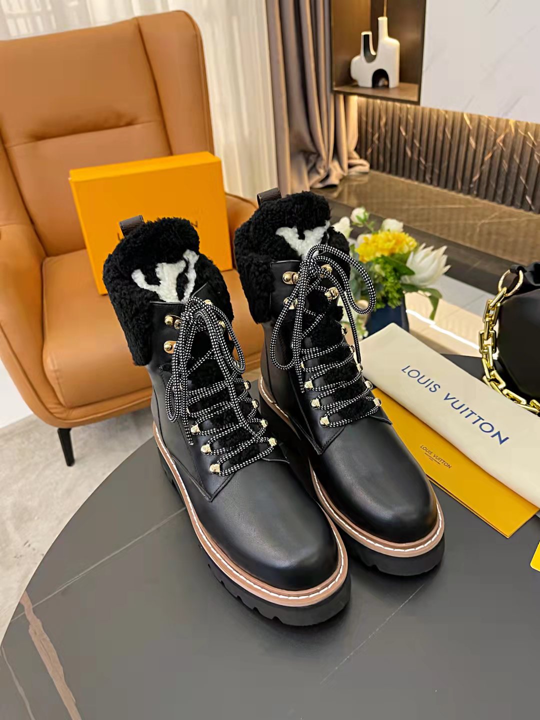 Louis Vuitton Women’s Territory Flat Military Boot Black For Women LV