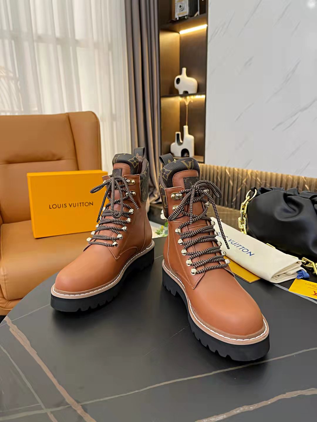 Louis Vuitton Women’s Territory Flat Military Boot Brown For Women LV