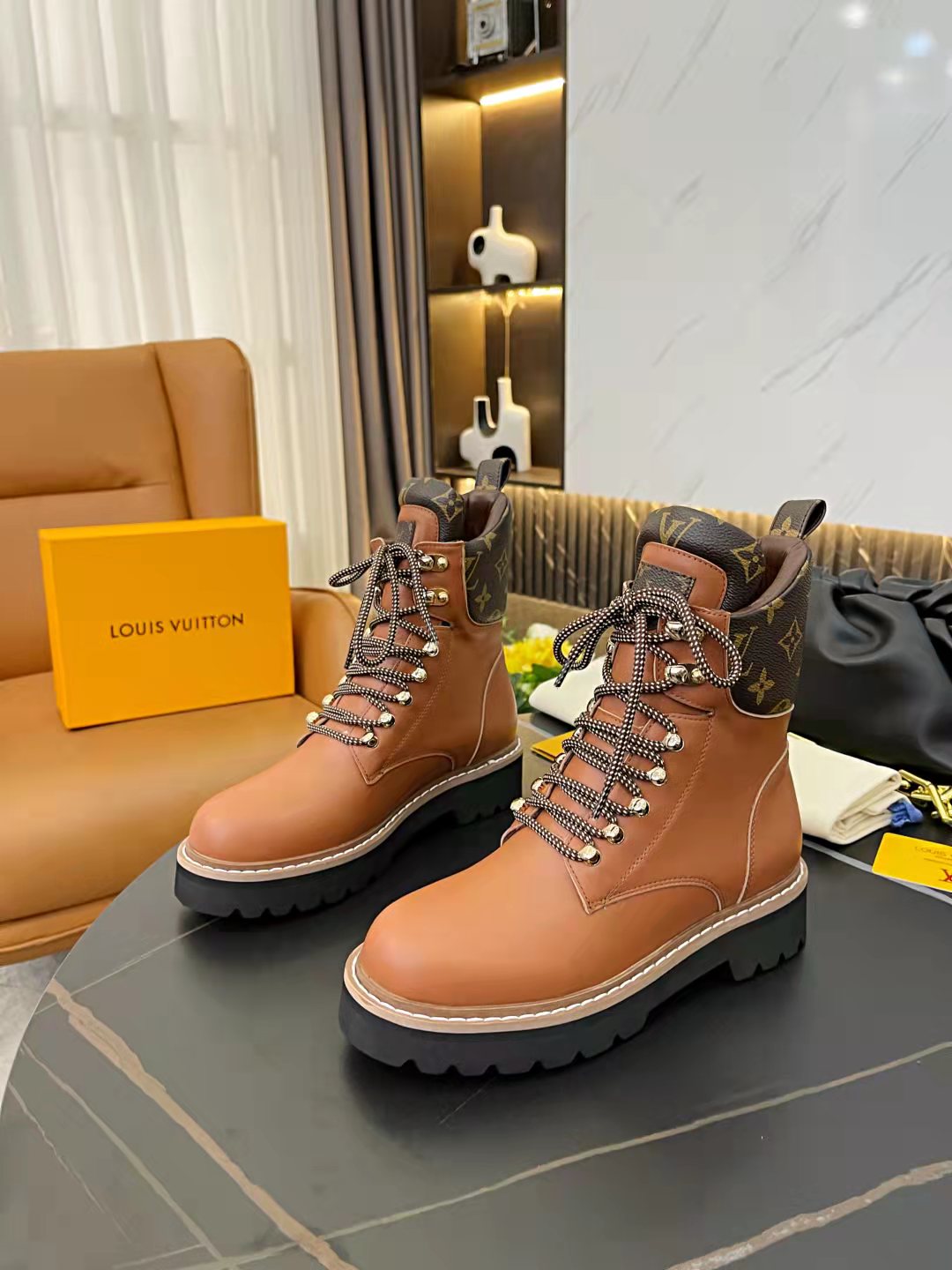 Louis Vuitton Women’s Territory Flat Military Boot Brown For Women LV