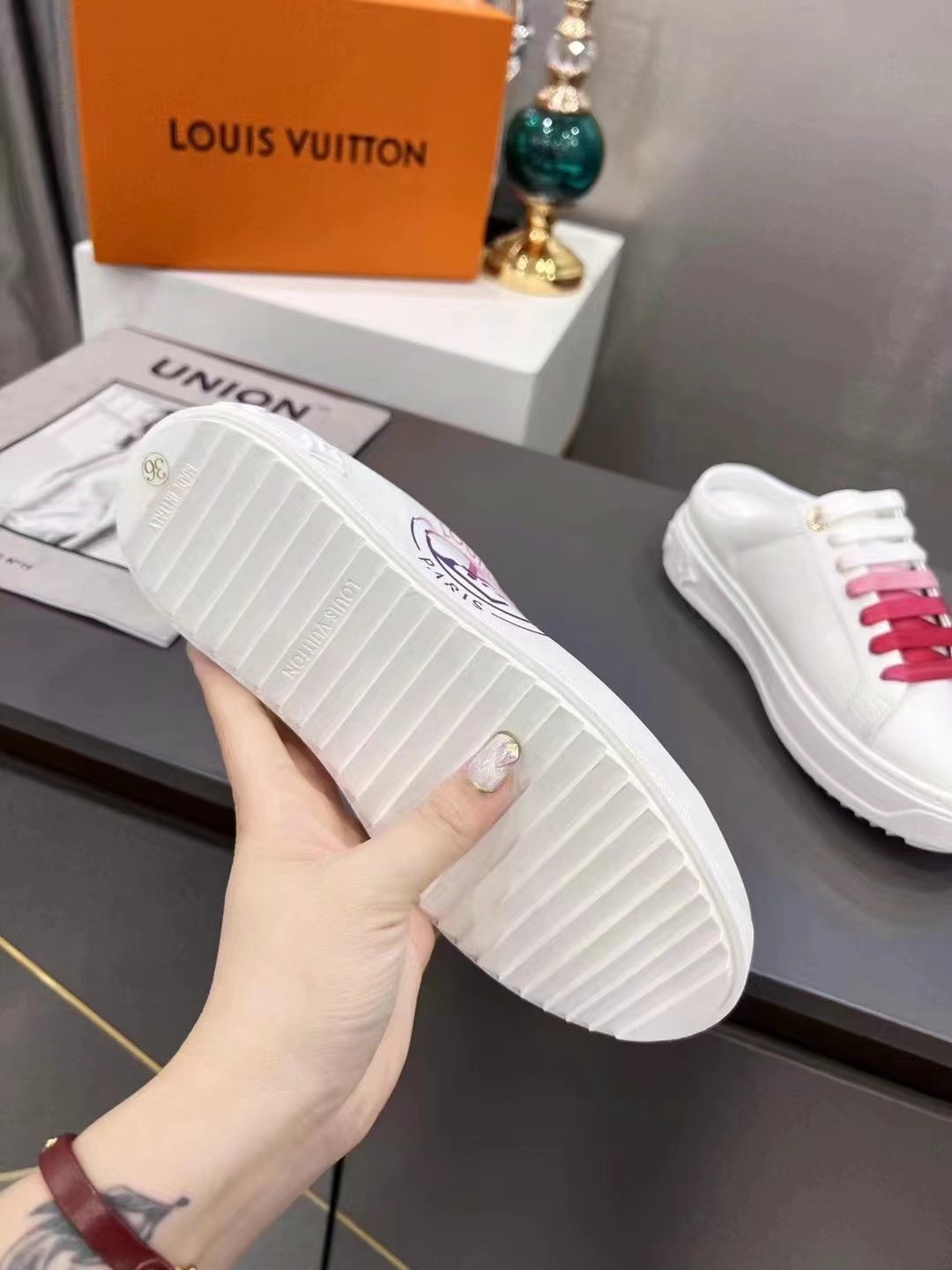 Louis Vuitton Women’s Time Out Open-Back Sneaker Fuchsia Pink For Women LV 1AA1CD