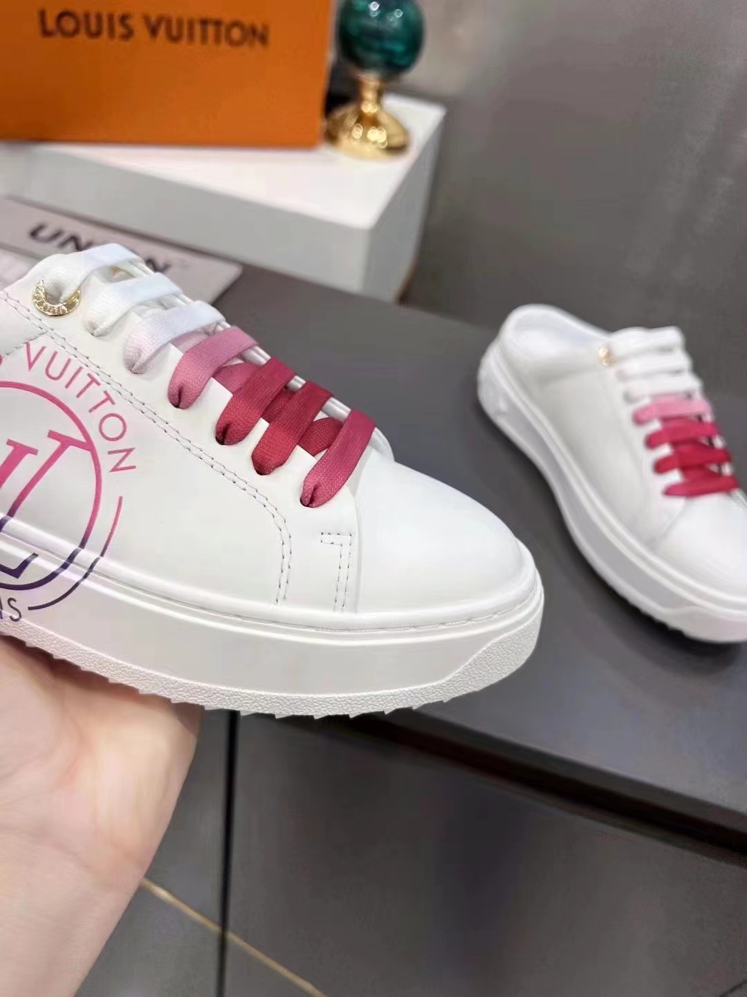 Louis Vuitton Women’s Time Out Open-Back Sneaker Fuchsia Pink For Women LV 1AA1CD