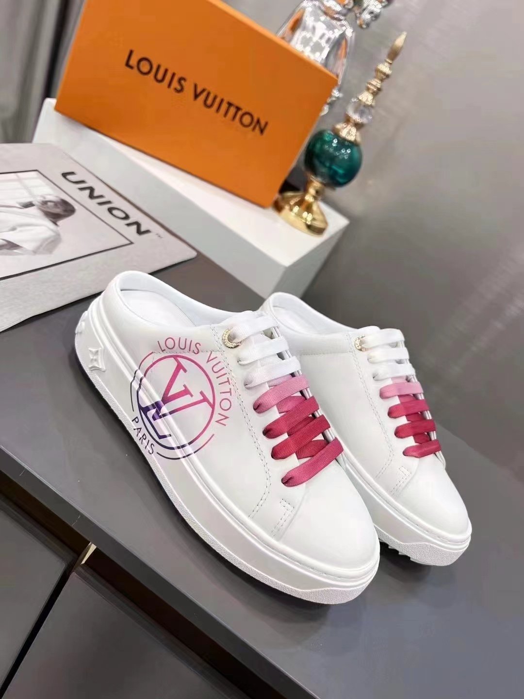 Louis Vuitton Women’s Time Out Open-Back Sneaker Fuchsia Pink For Women LV 1AA1CD