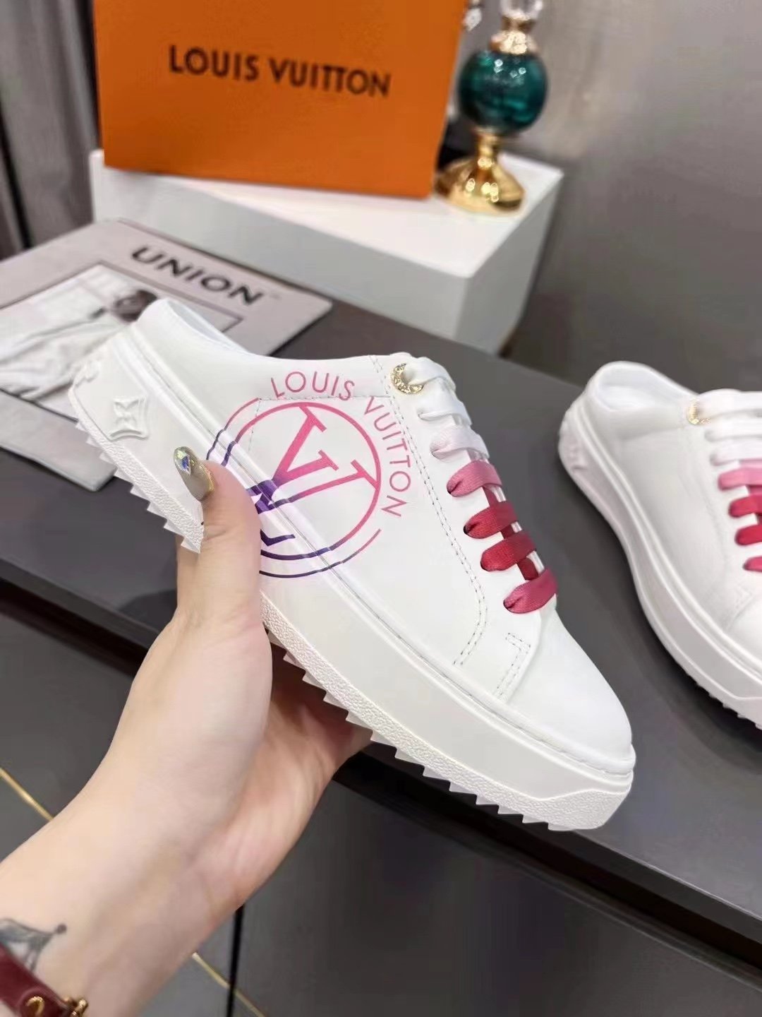 Louis Vuitton Women’s Time Out Open-Back Sneaker Fuchsia Pink For Women LV 1AA1CD