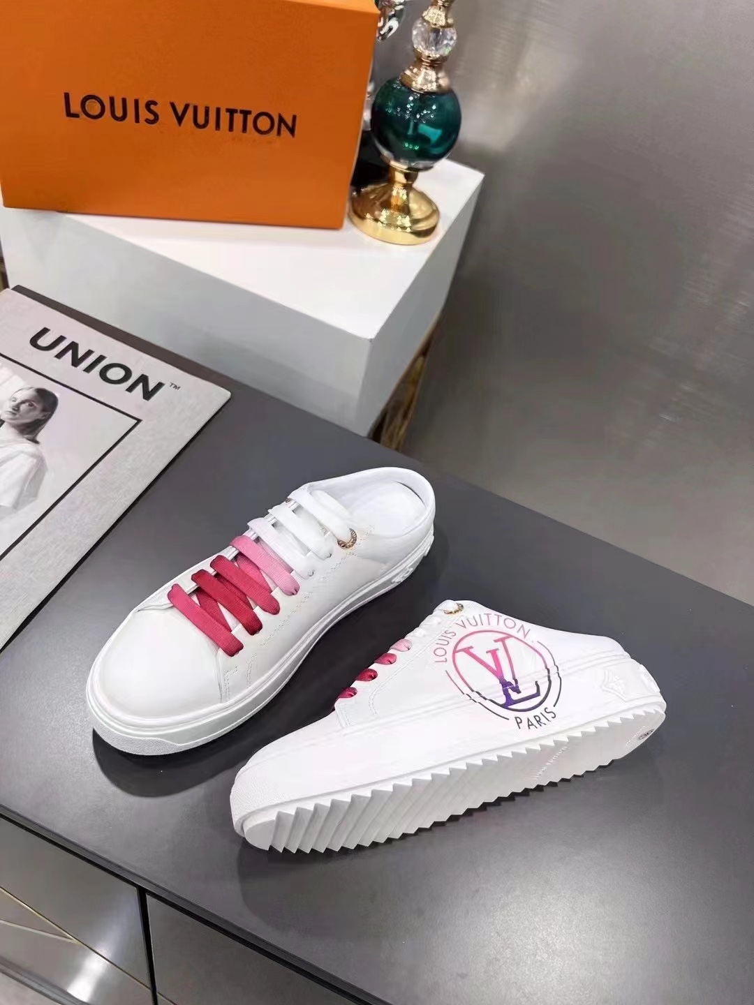 Louis Vuitton Women’s Time Out Open-Back Sneaker Fuchsia Pink For Women LV 1AA1CD