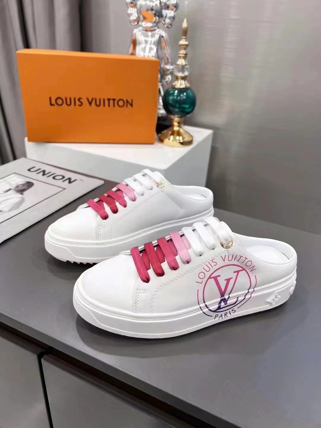 Louis Vuitton Women’s Time Out Open-Back Sneaker Fuchsia Pink For Women LV 1AA1CD