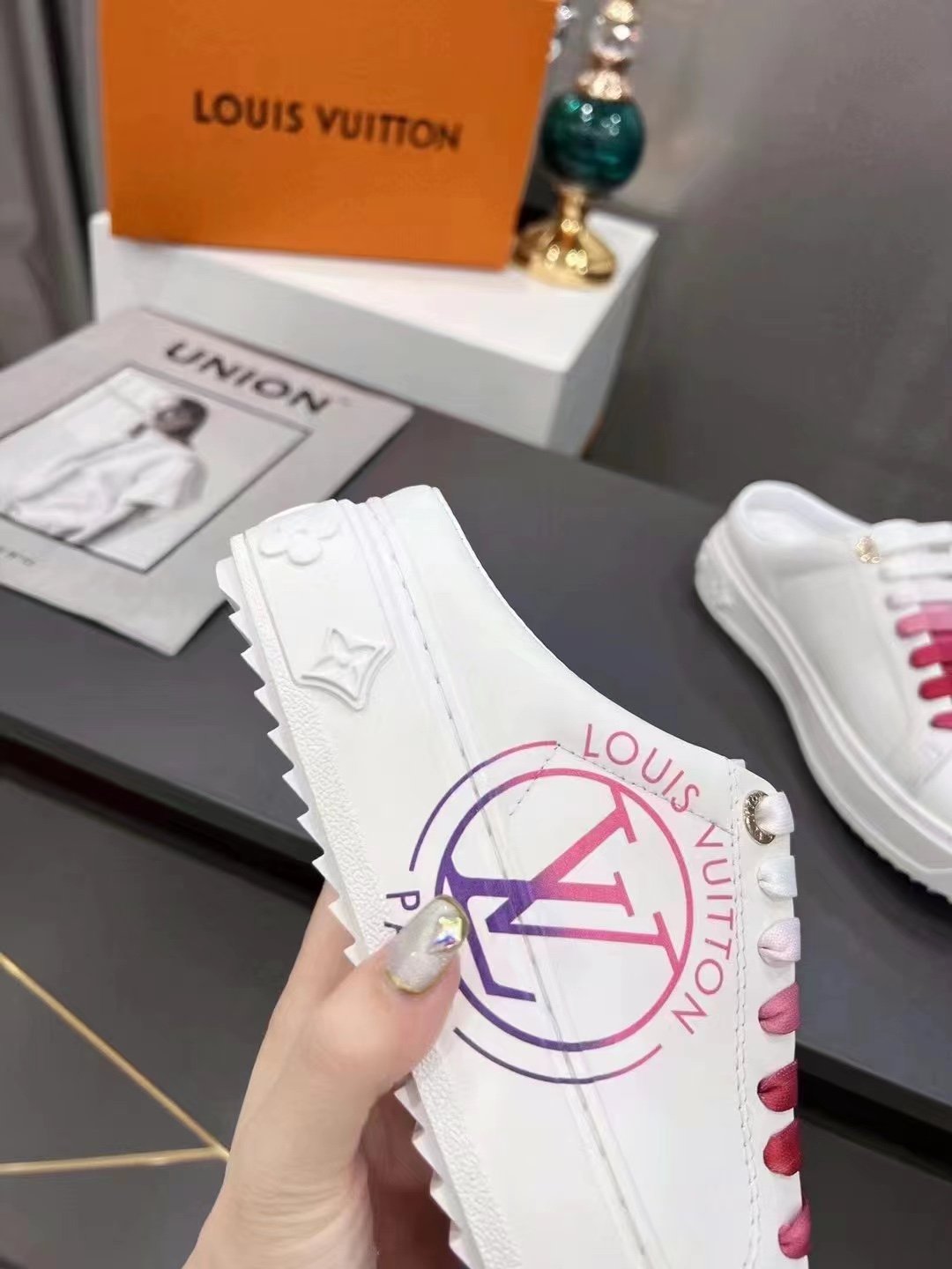 Louis Vuitton Women’s Time Out Open-Back Sneaker Fuchsia Pink For Women LV 1AA1CD