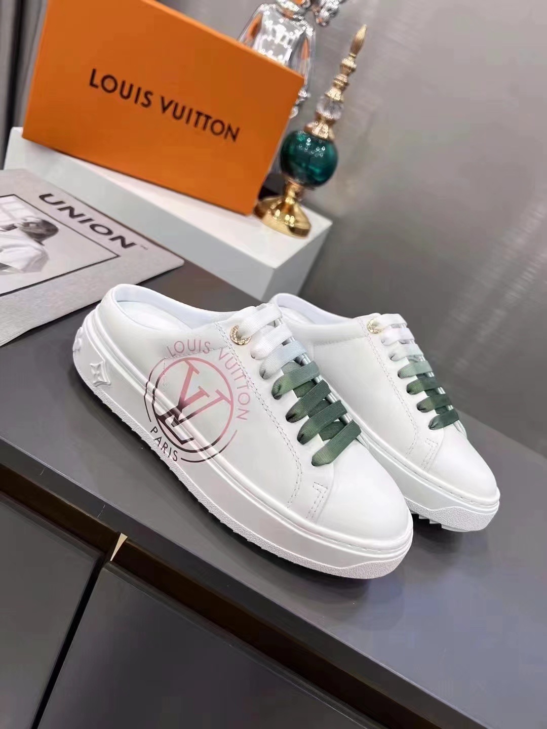 Louis Vuitton Women’s Time Out Open-Back Sneaker Green For Women LV 1AA1CZ