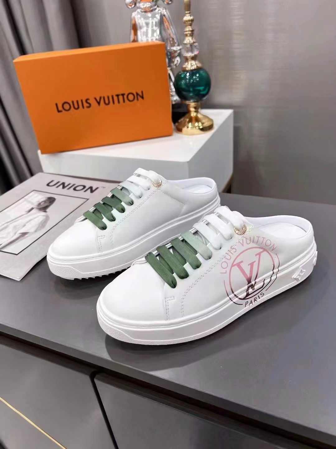 Louis Vuitton Women’s Time Out Open-Back Sneaker Green For Women LV 1AA1CZ