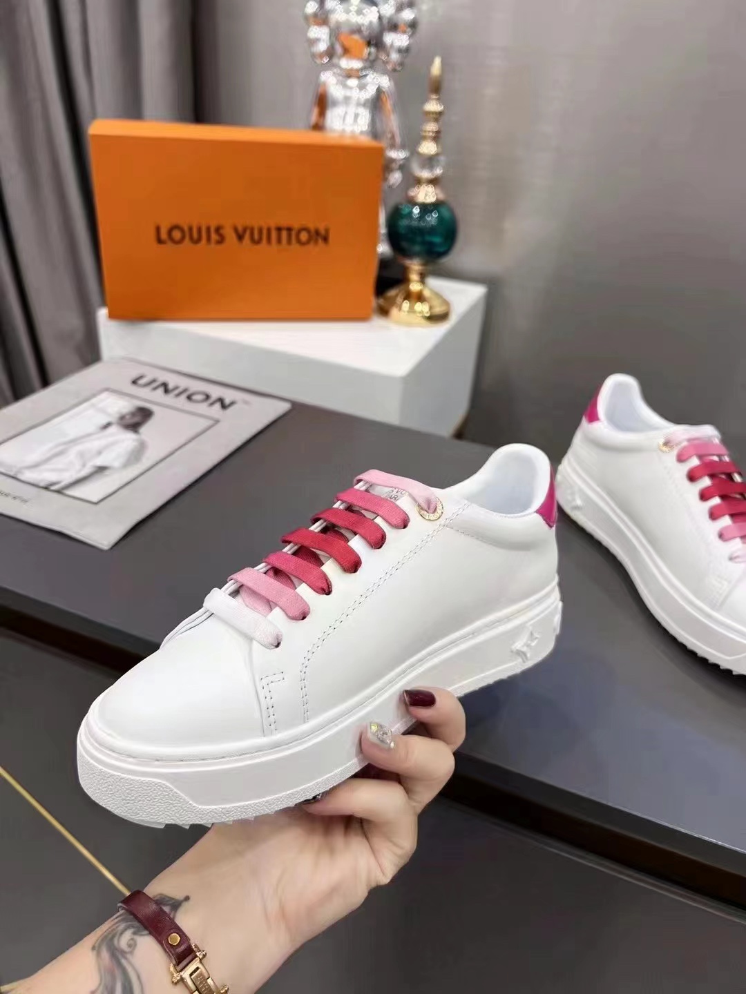 Louis Vuitton Women’s Time Out Sneaker Fuchsia Pink For Women LV 1AA1BN