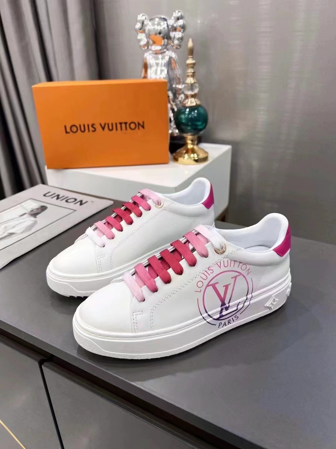 Louis Vuitton Women’s Time Out Sneaker Fuchsia Pink For Women LV 1AA1BN